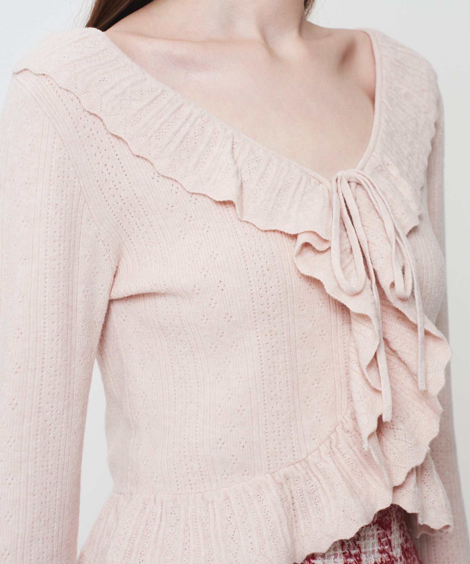 アイレットフリルニットカーディガン