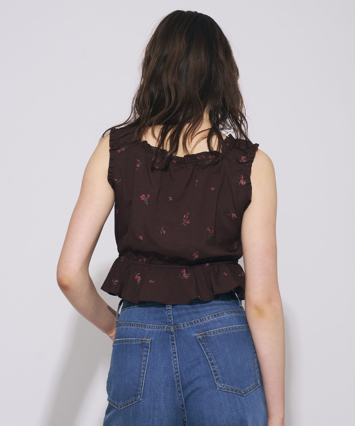 【予約】ローズ刺繍ギャザーブラウス