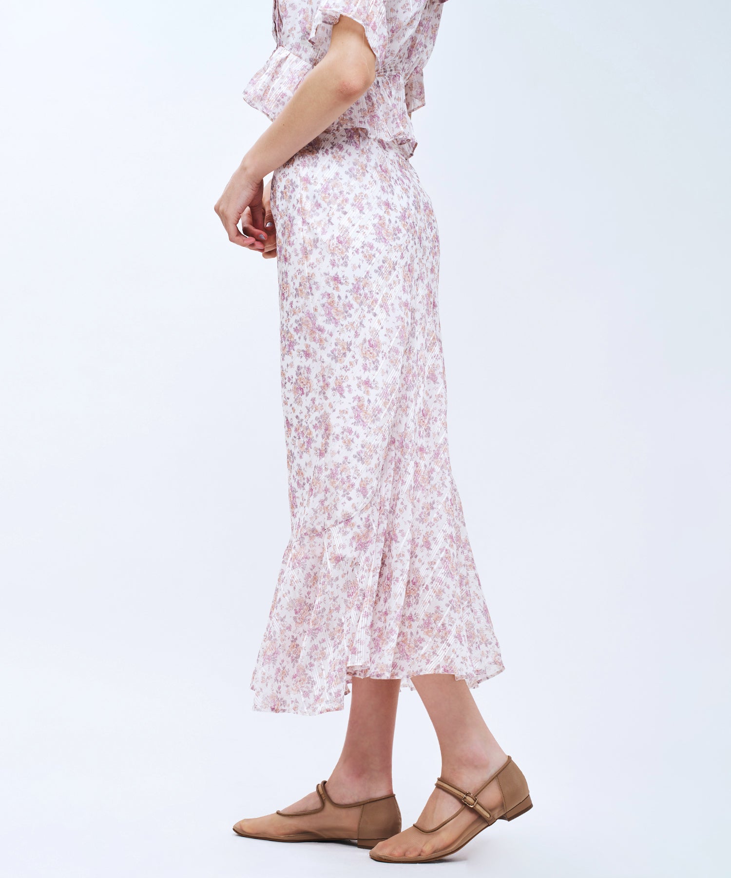 フルールラメシフォンスカート