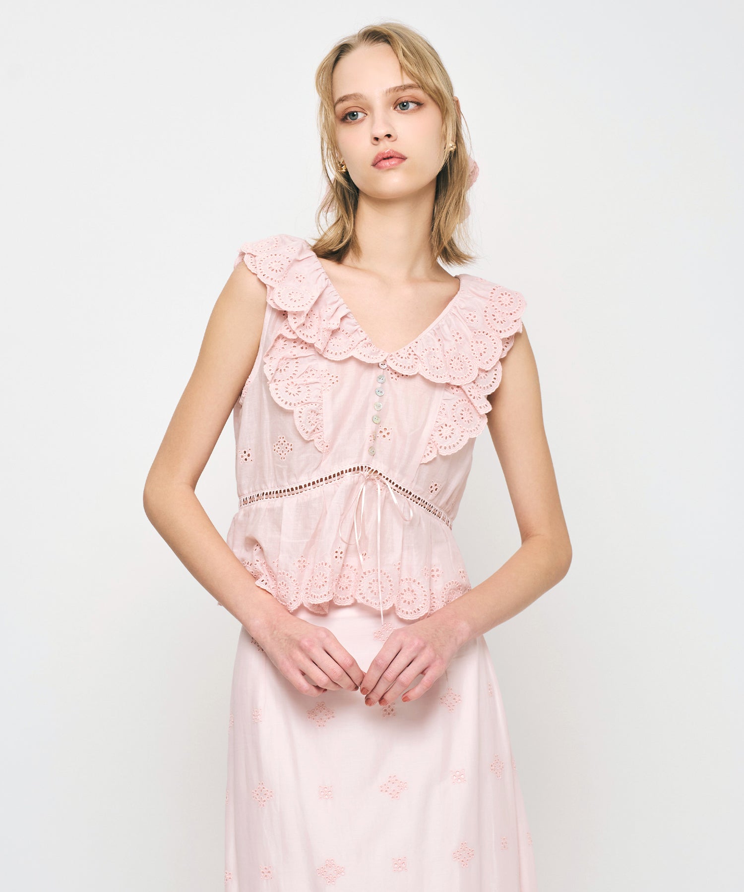 コットンボイルフラワーブラウス