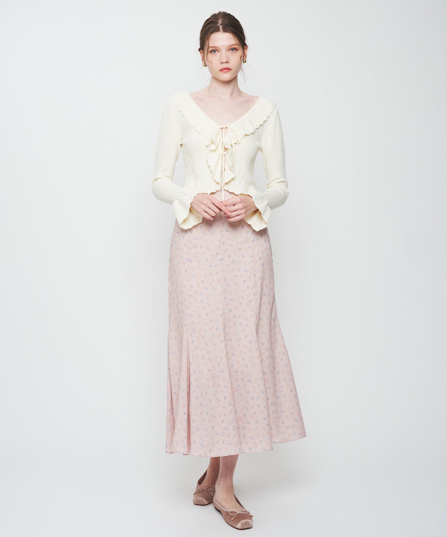 アイレットフリルニットカーディガン