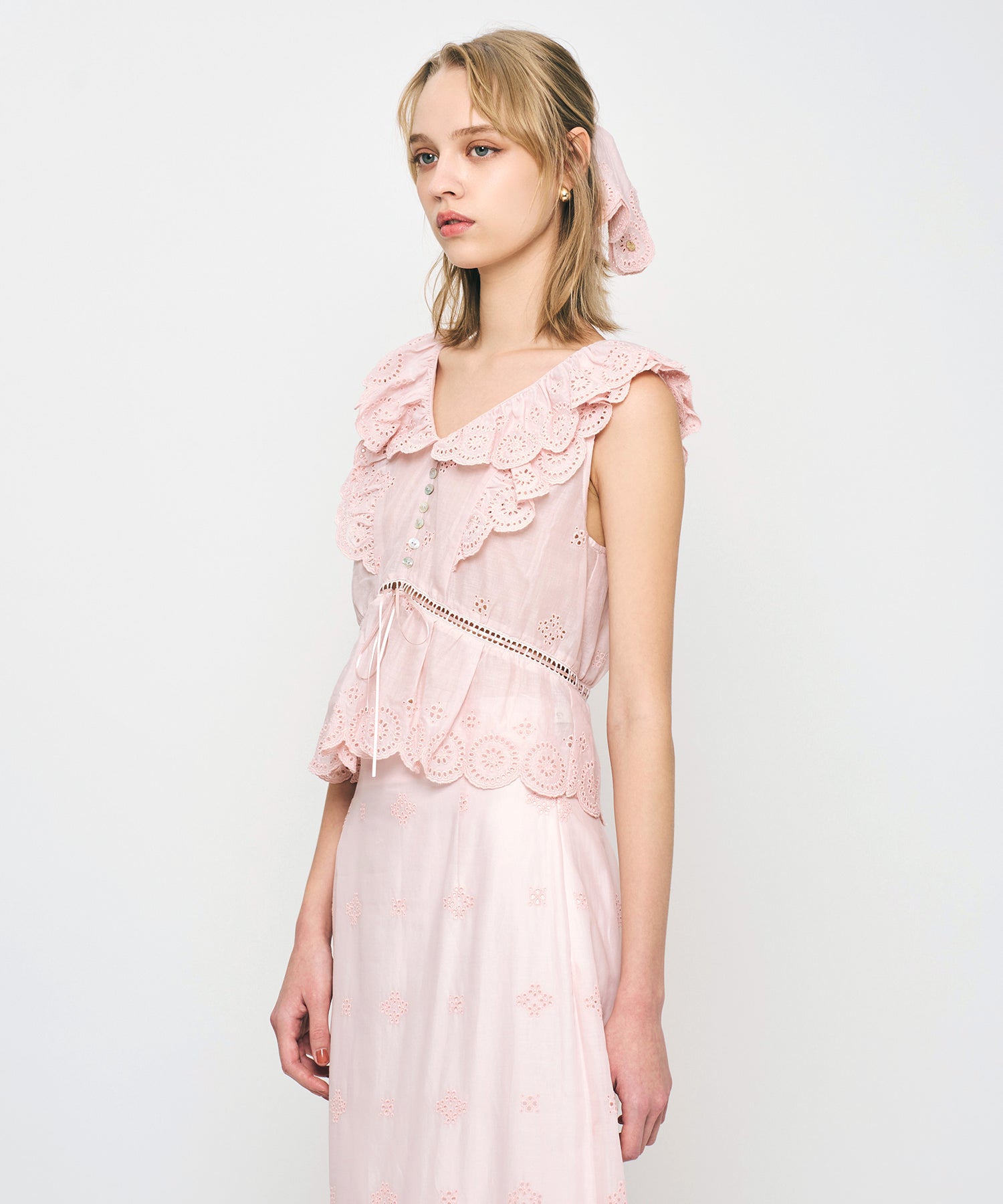 コットンボイルフラワーブラウス