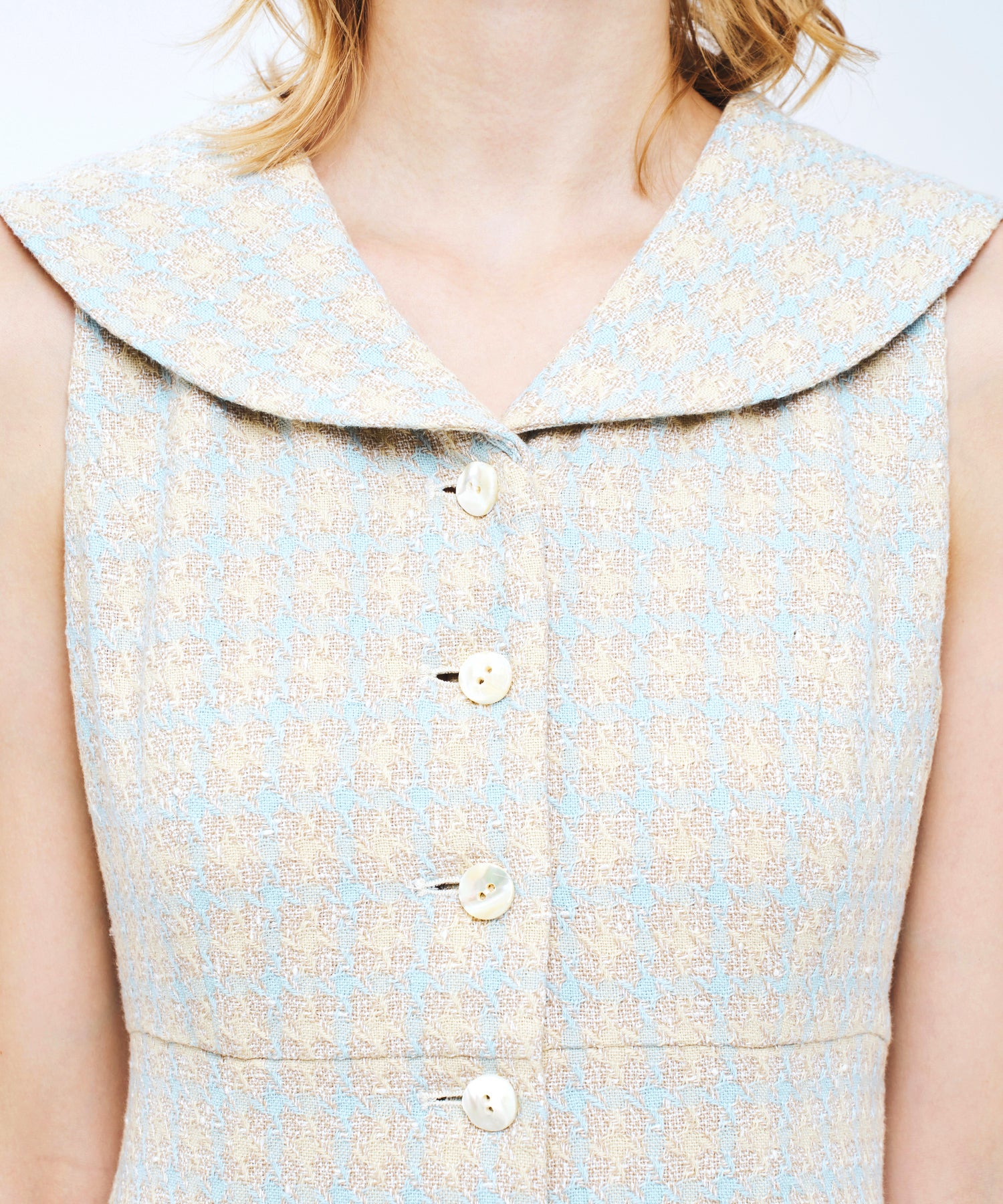 ドビーチェックセーラーカラーワンピース