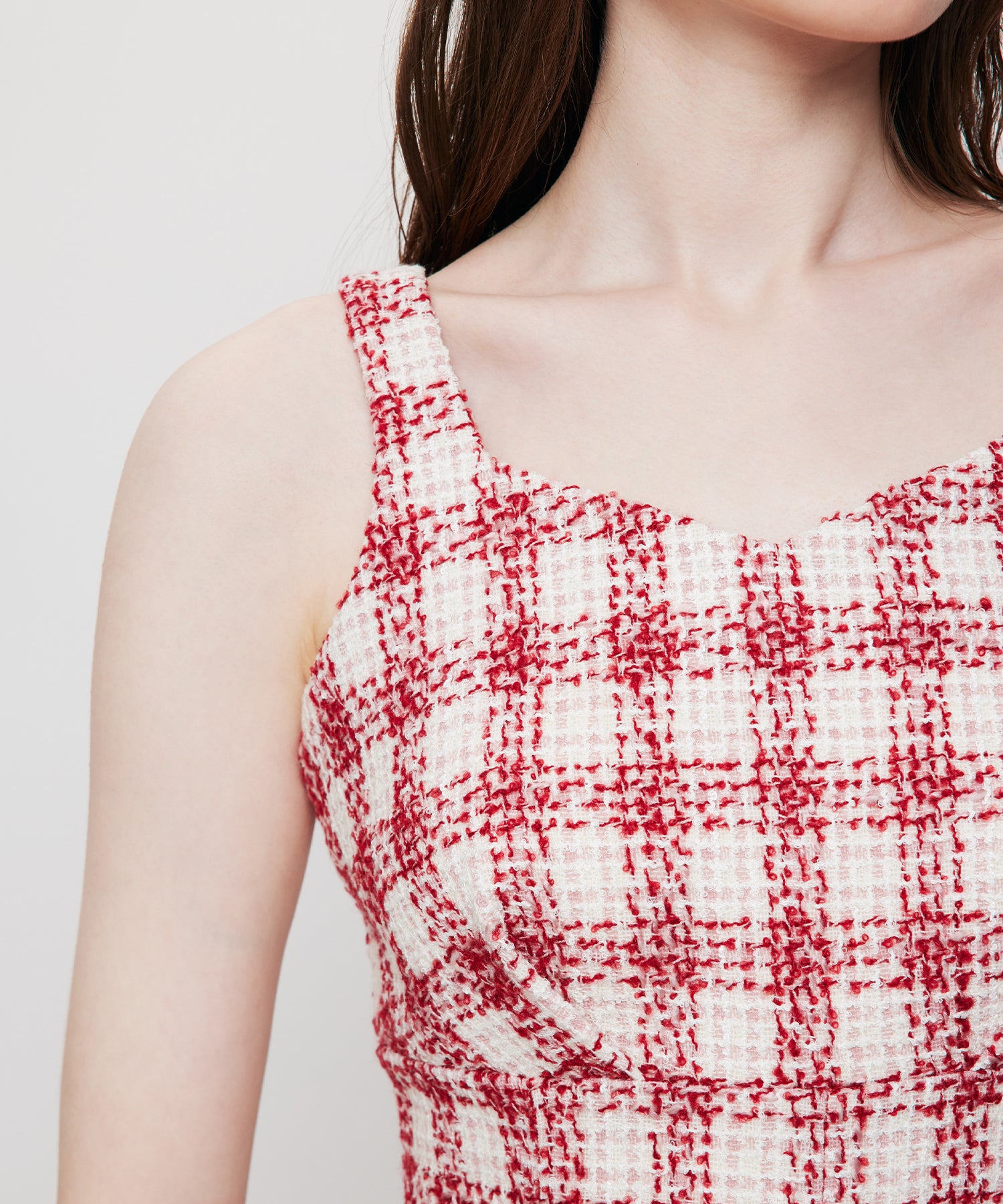 ループチェックサロペワンピース