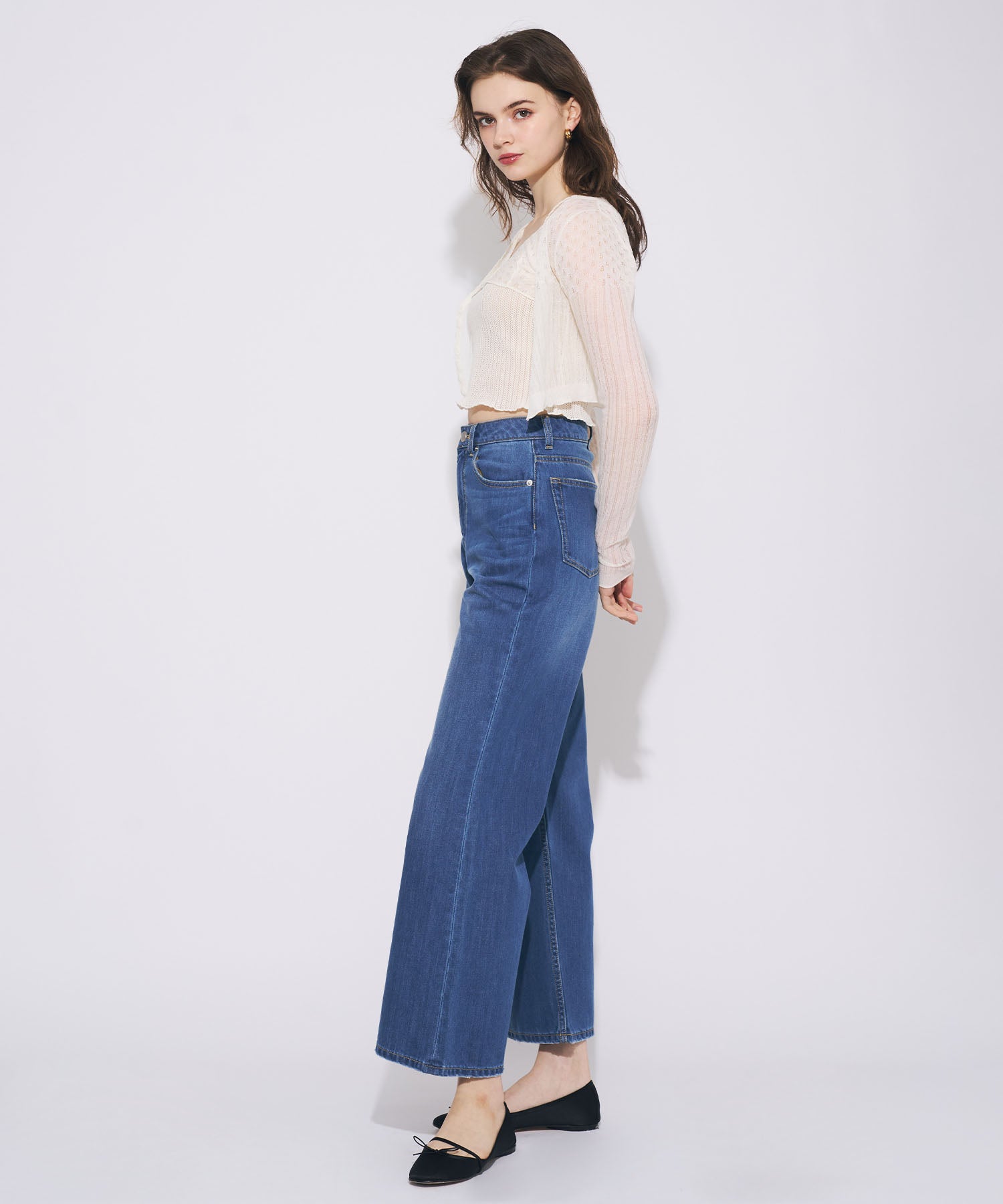 【予約】ハイウエストワイドデニムパンツ