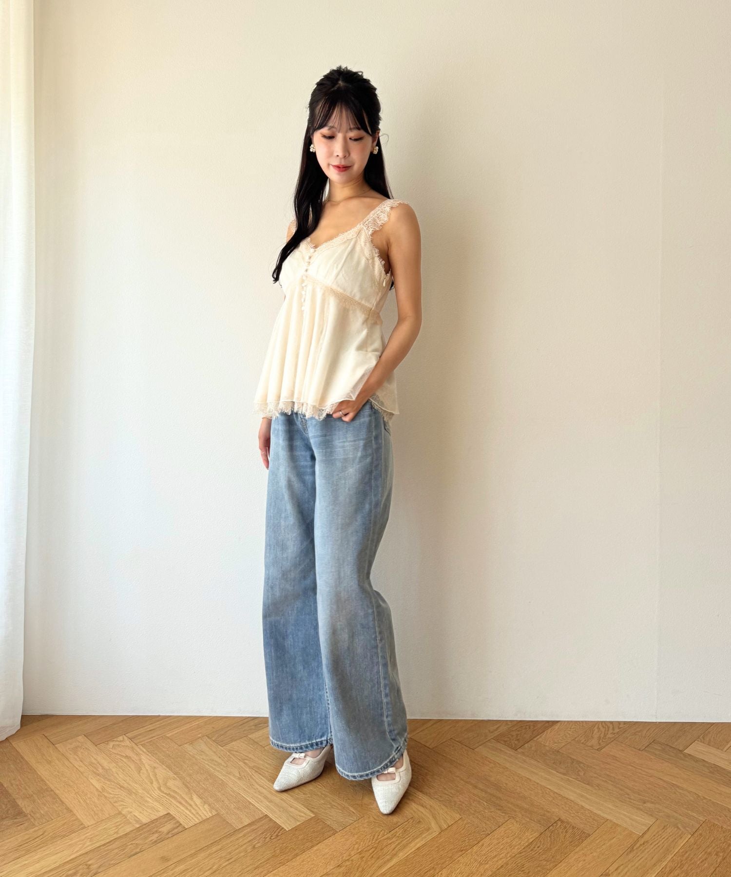 ハイウエストワイドデニムパンツ