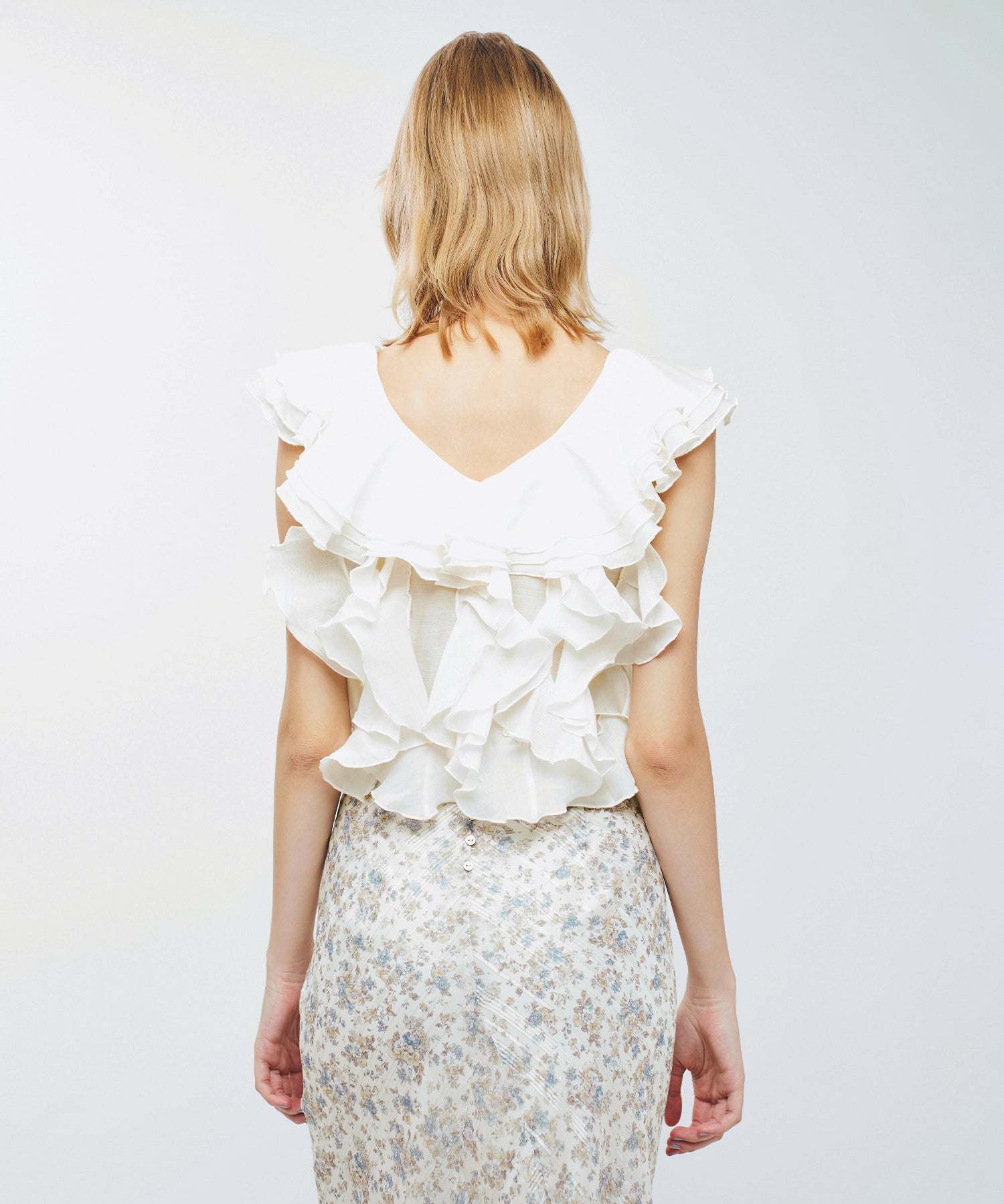 シアーフレアフリルブラウス