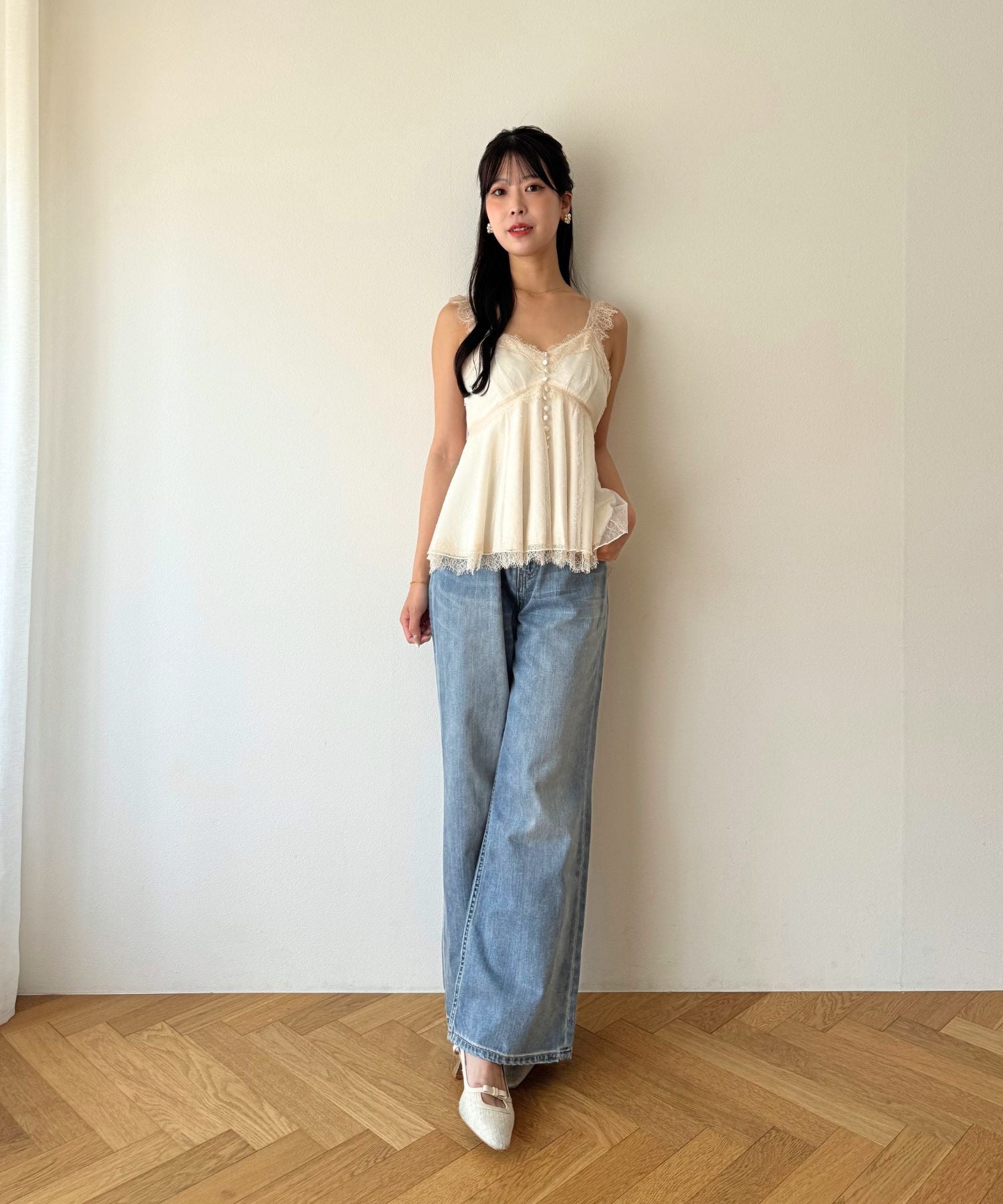 ハイウエストワイドデニムパンツ