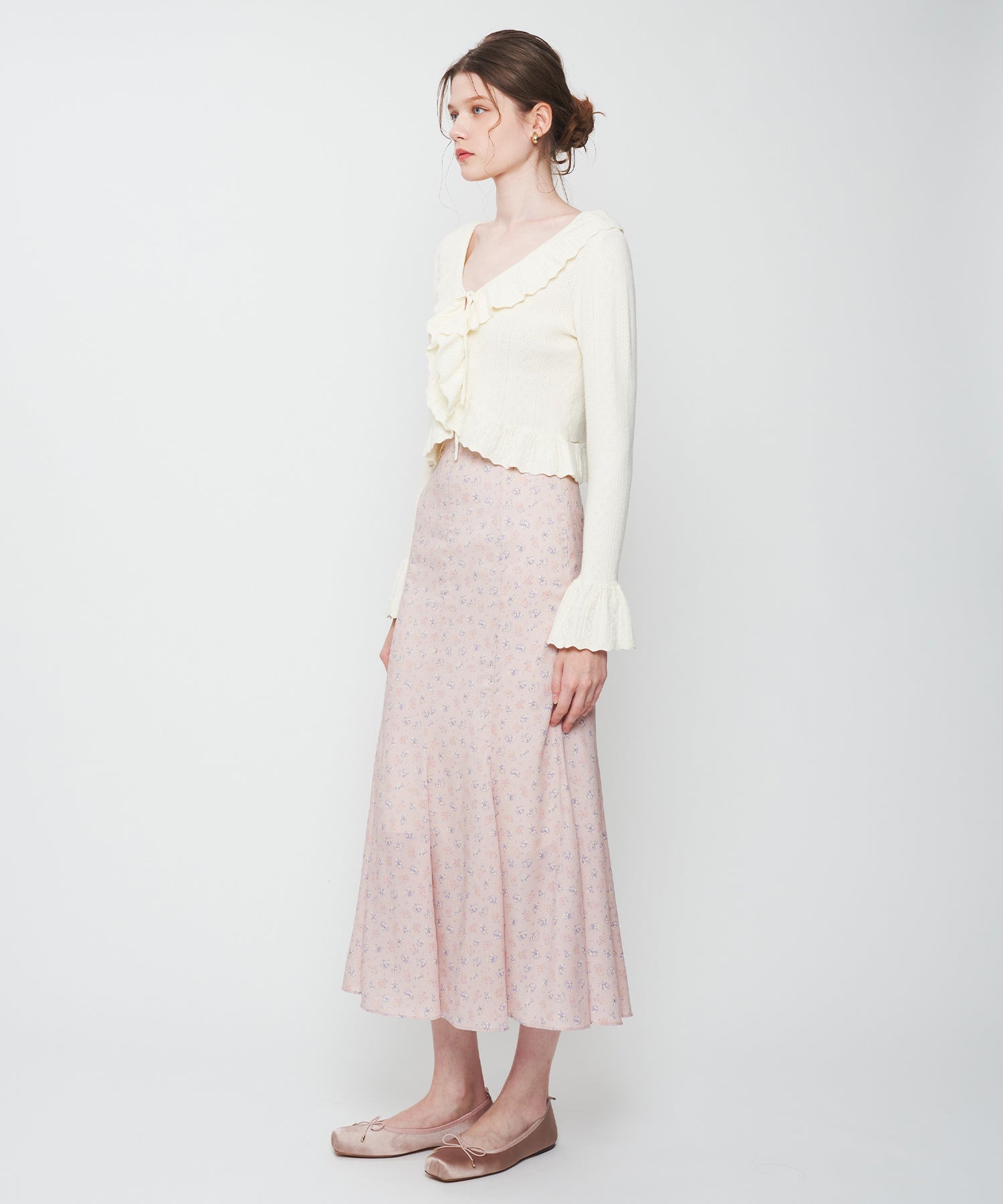 アイレットフリルニットカーディガン