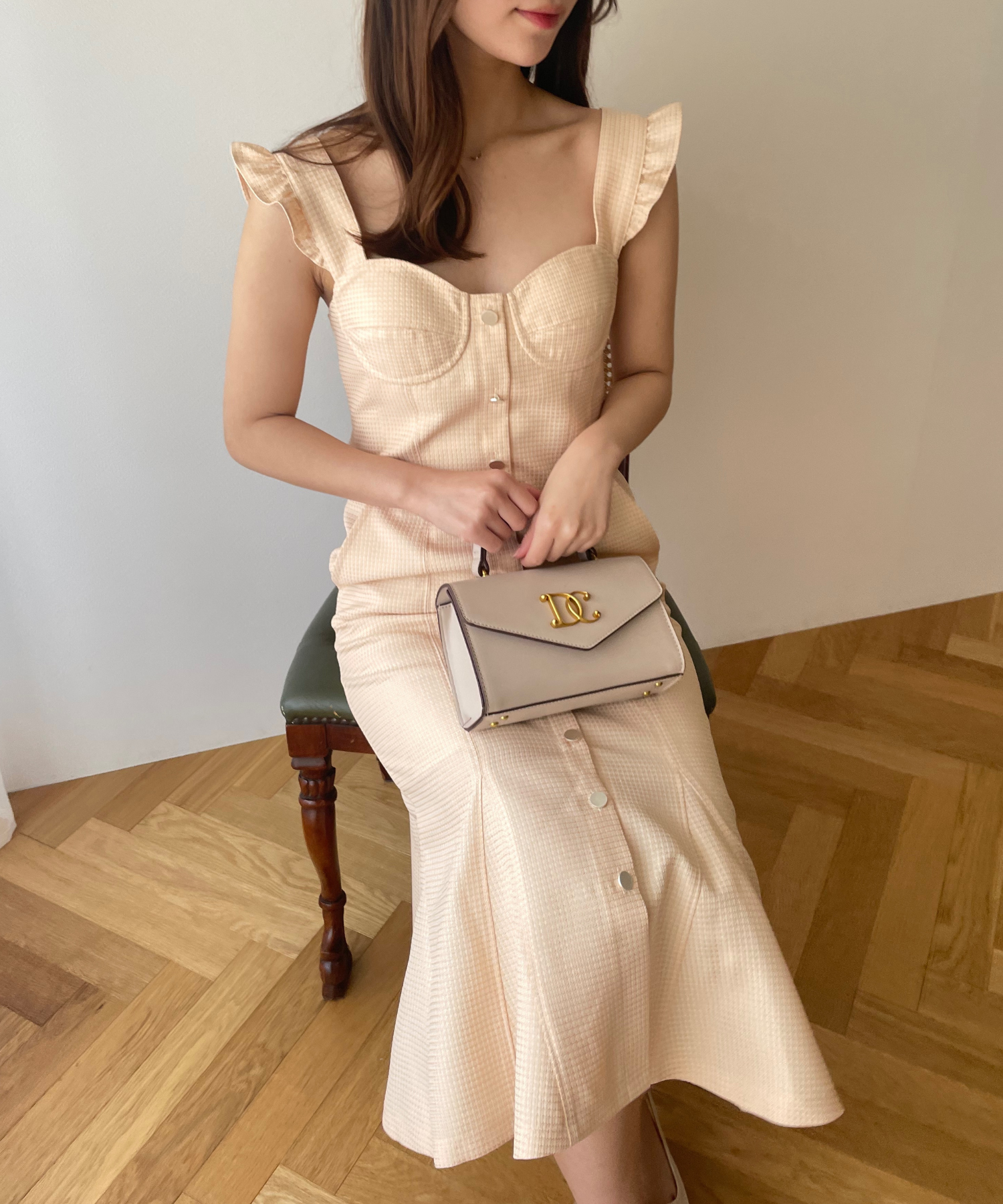 亮色提花女士連身裙