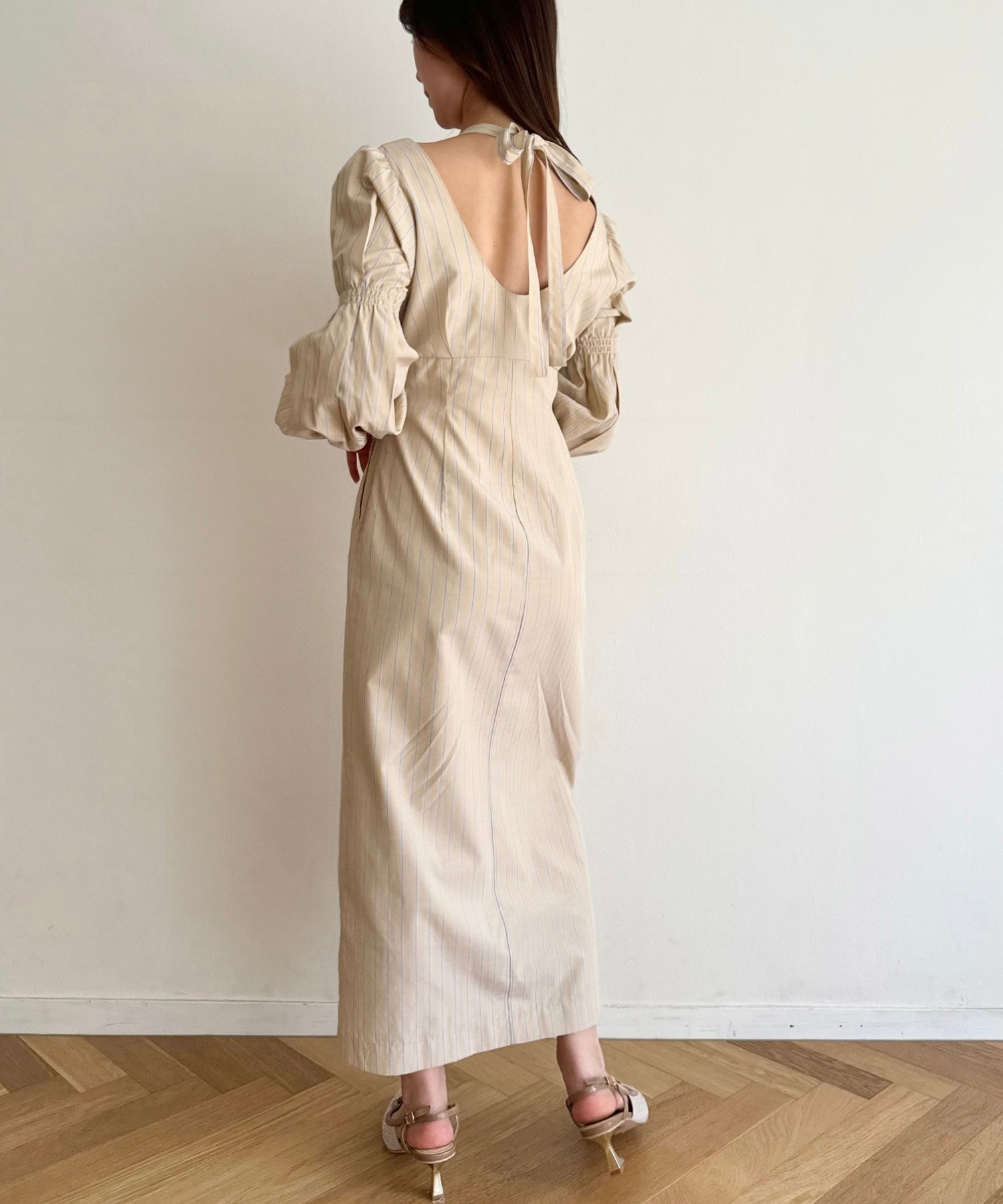 鏤空條紋女士連身裙