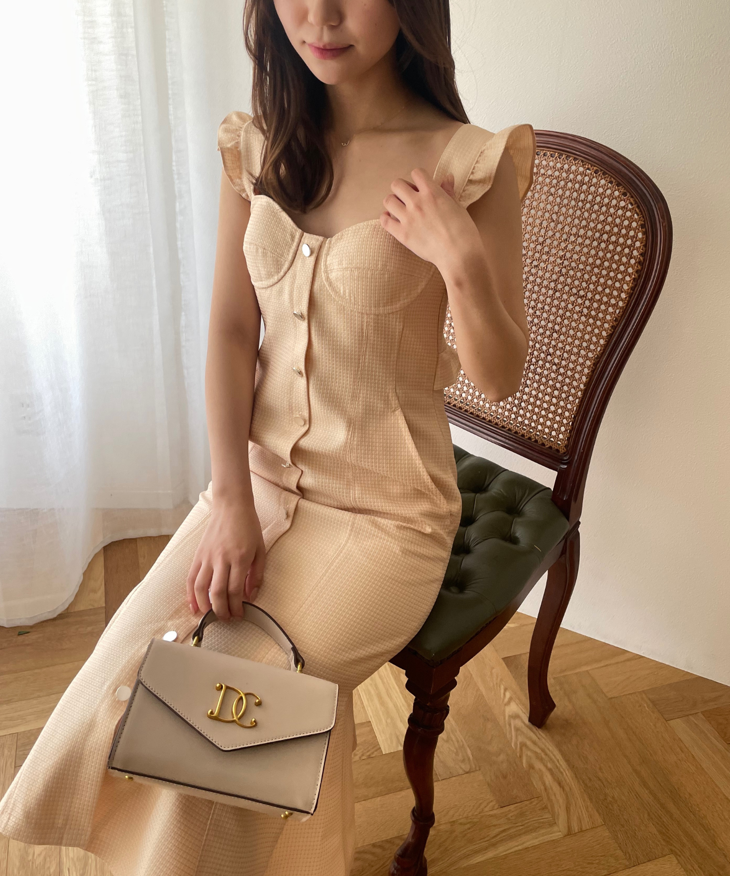 亮色提花女士連身裙