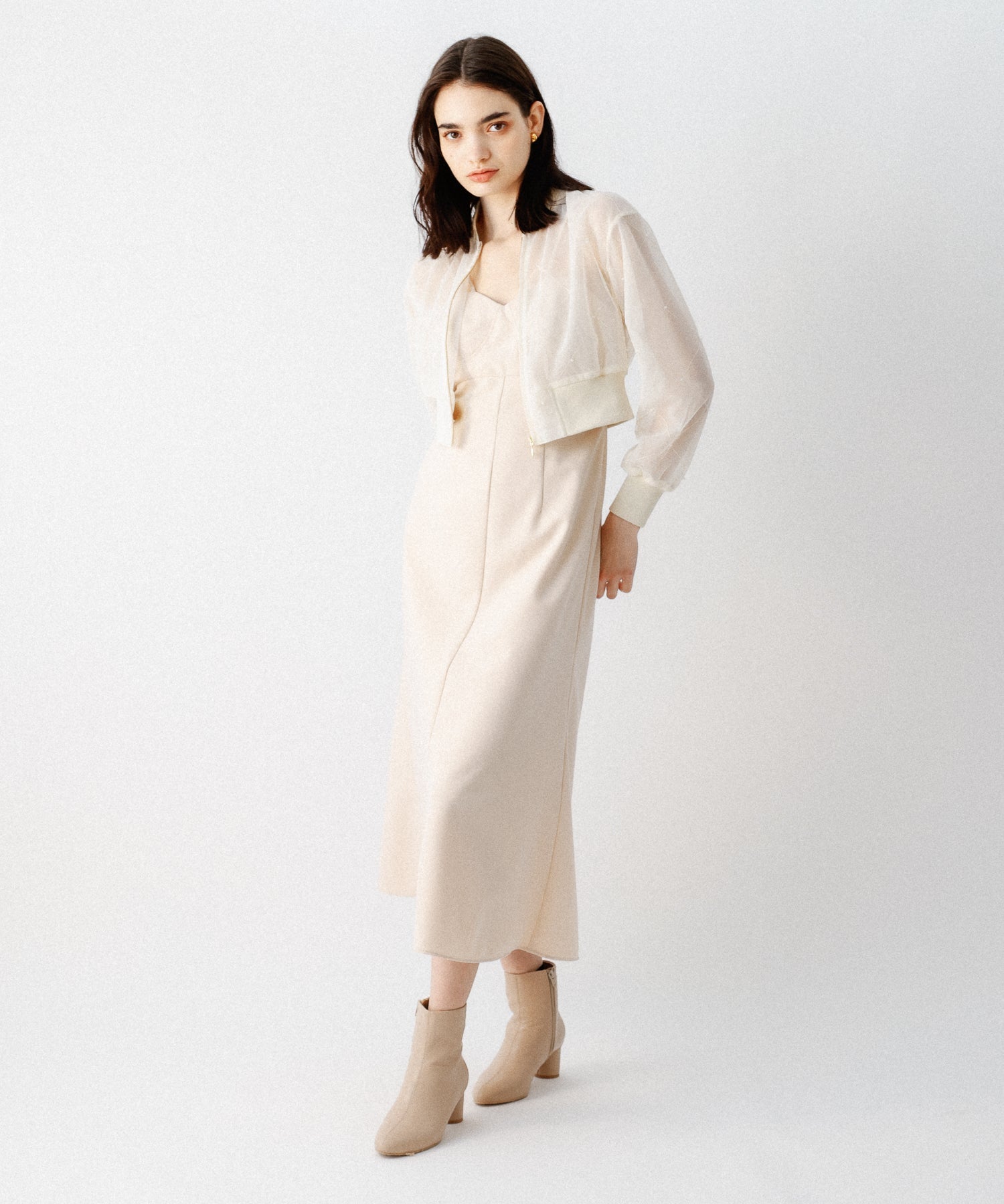 迷你珍珠薄紗束腰外套