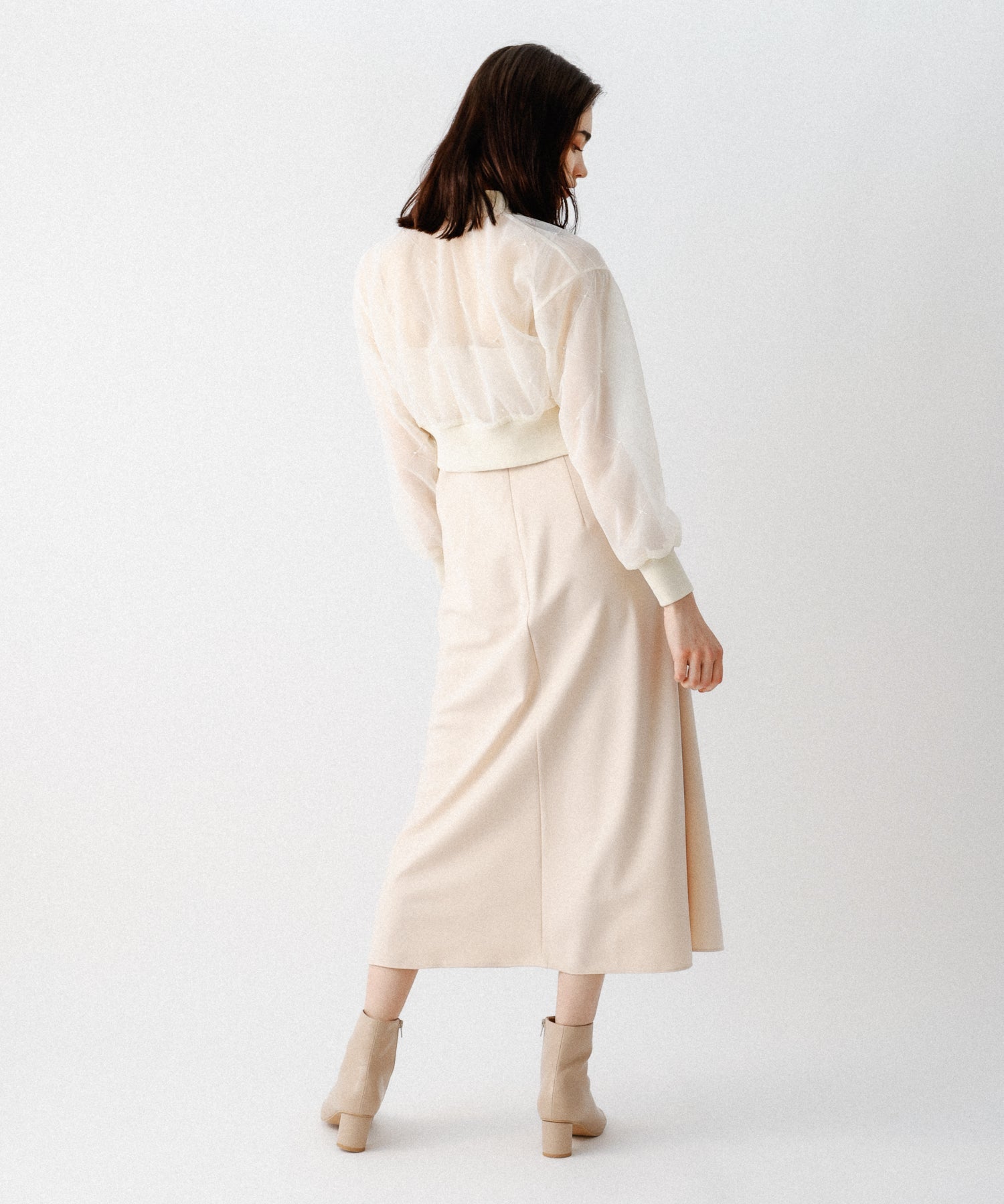 迷你珍珠薄紗束腰外套