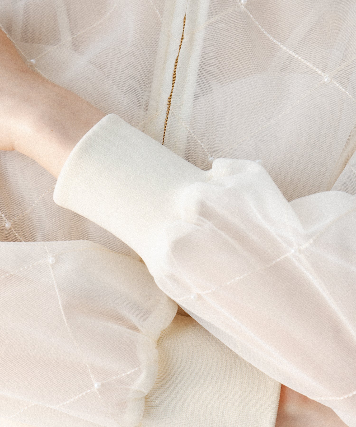 迷你珍珠薄紗束腰外套