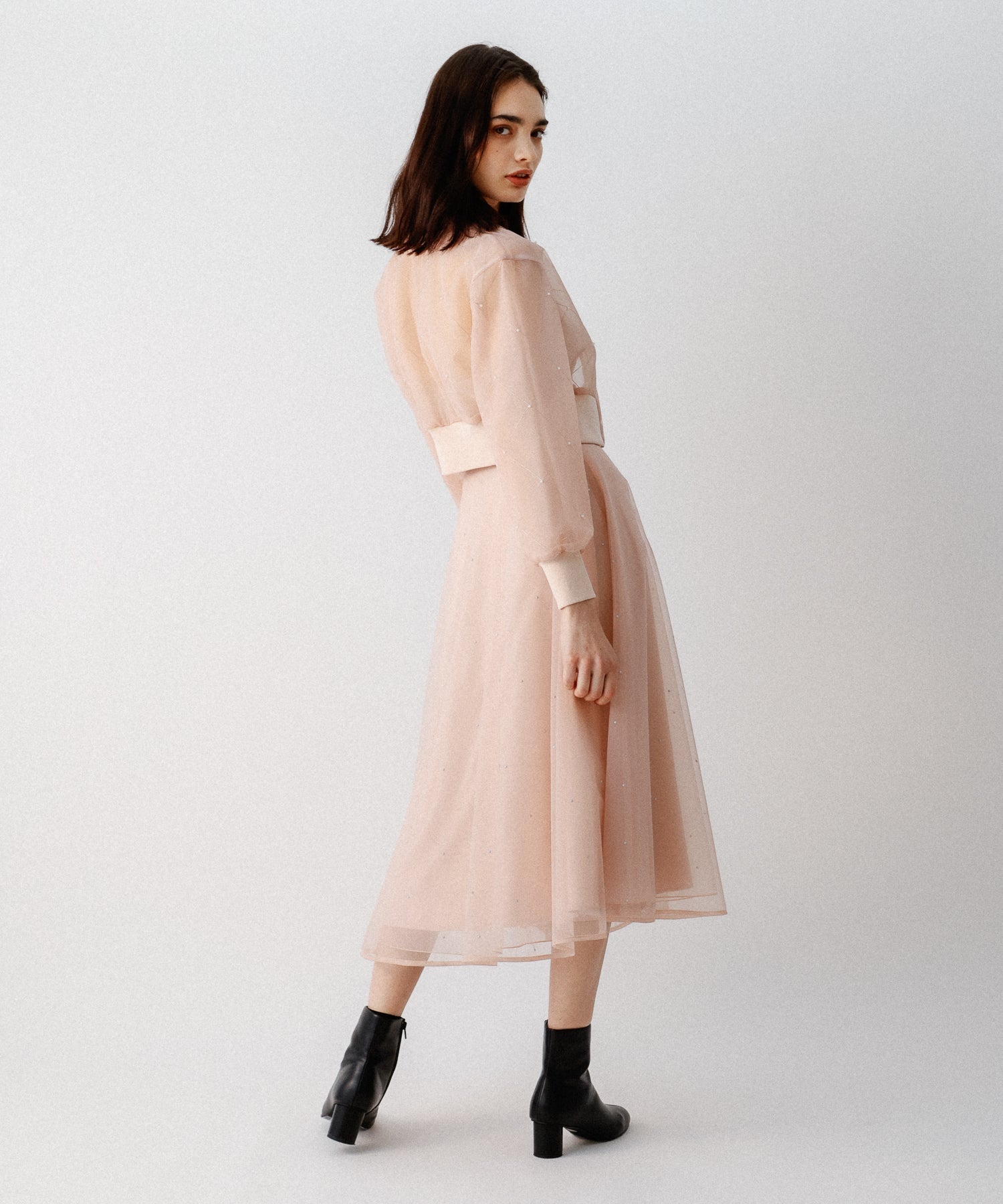 迷你珍珠薄紗束腰外套