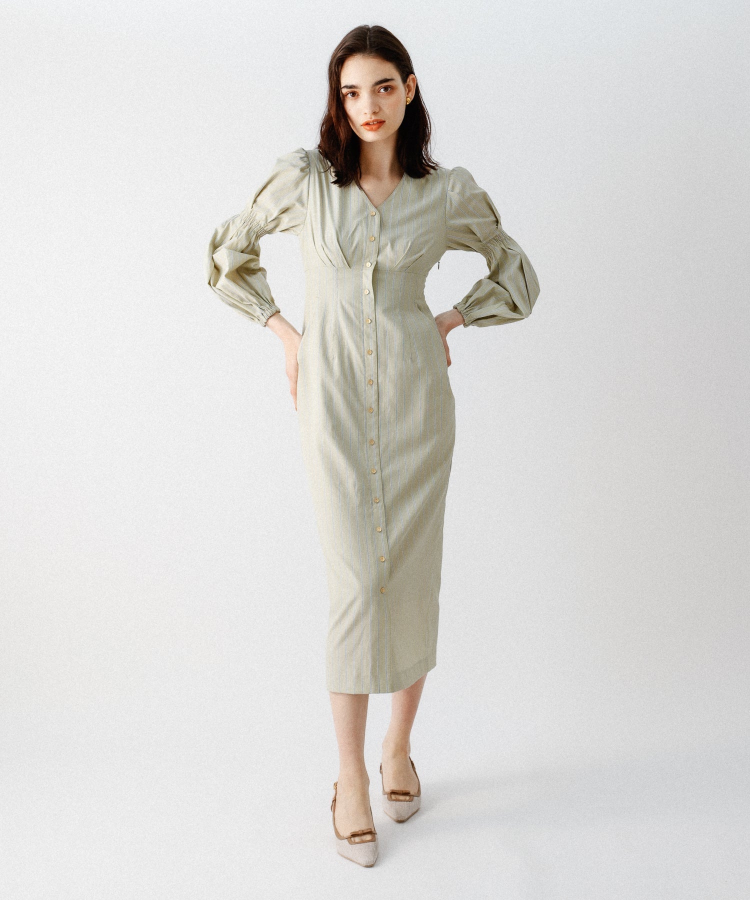 鏤空條紋女士連身裙