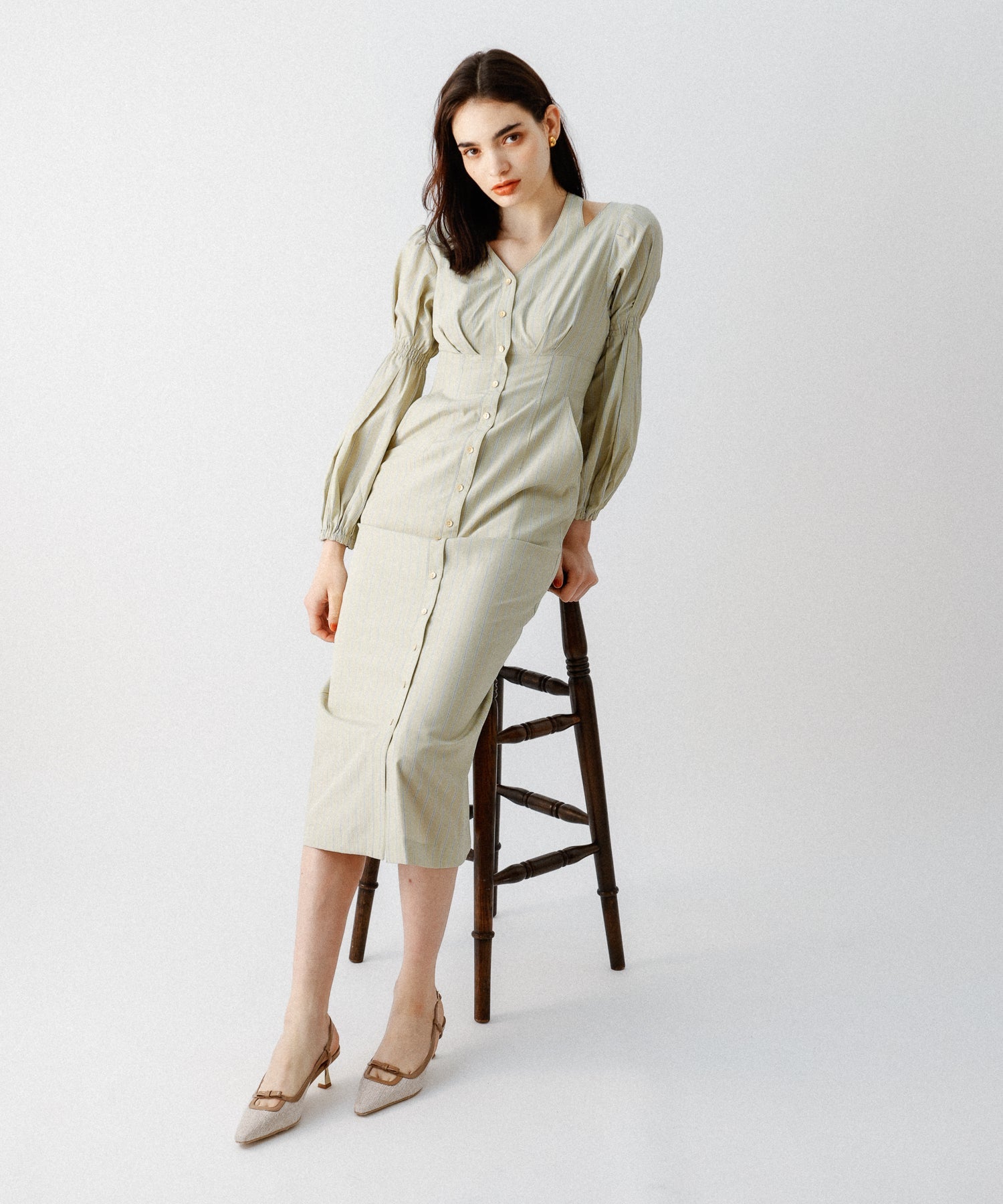 鏤空條紋女士連身裙