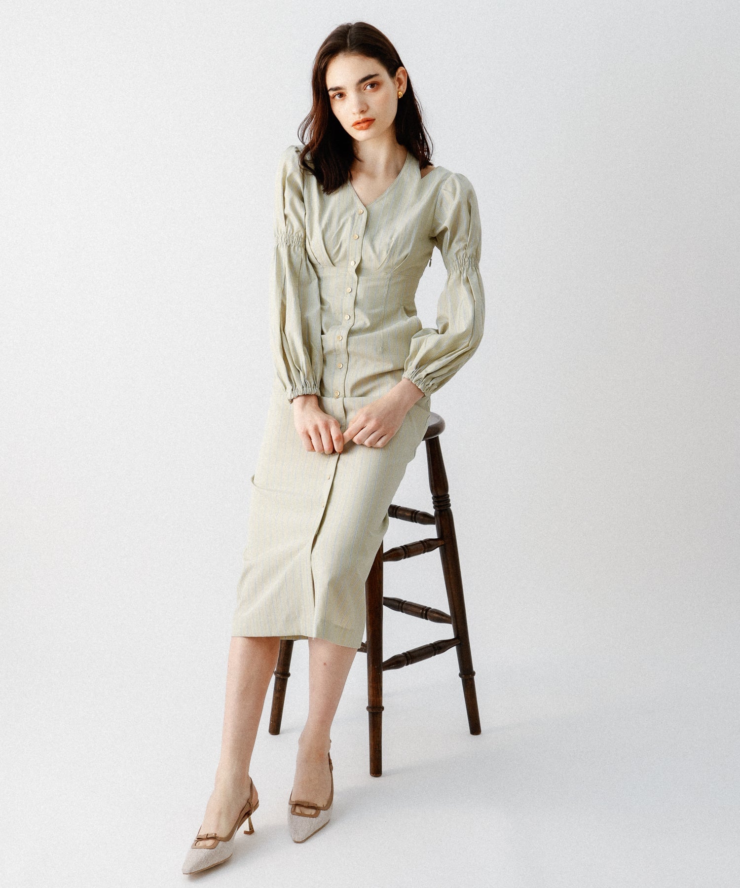 鏤空條紋女士連身裙