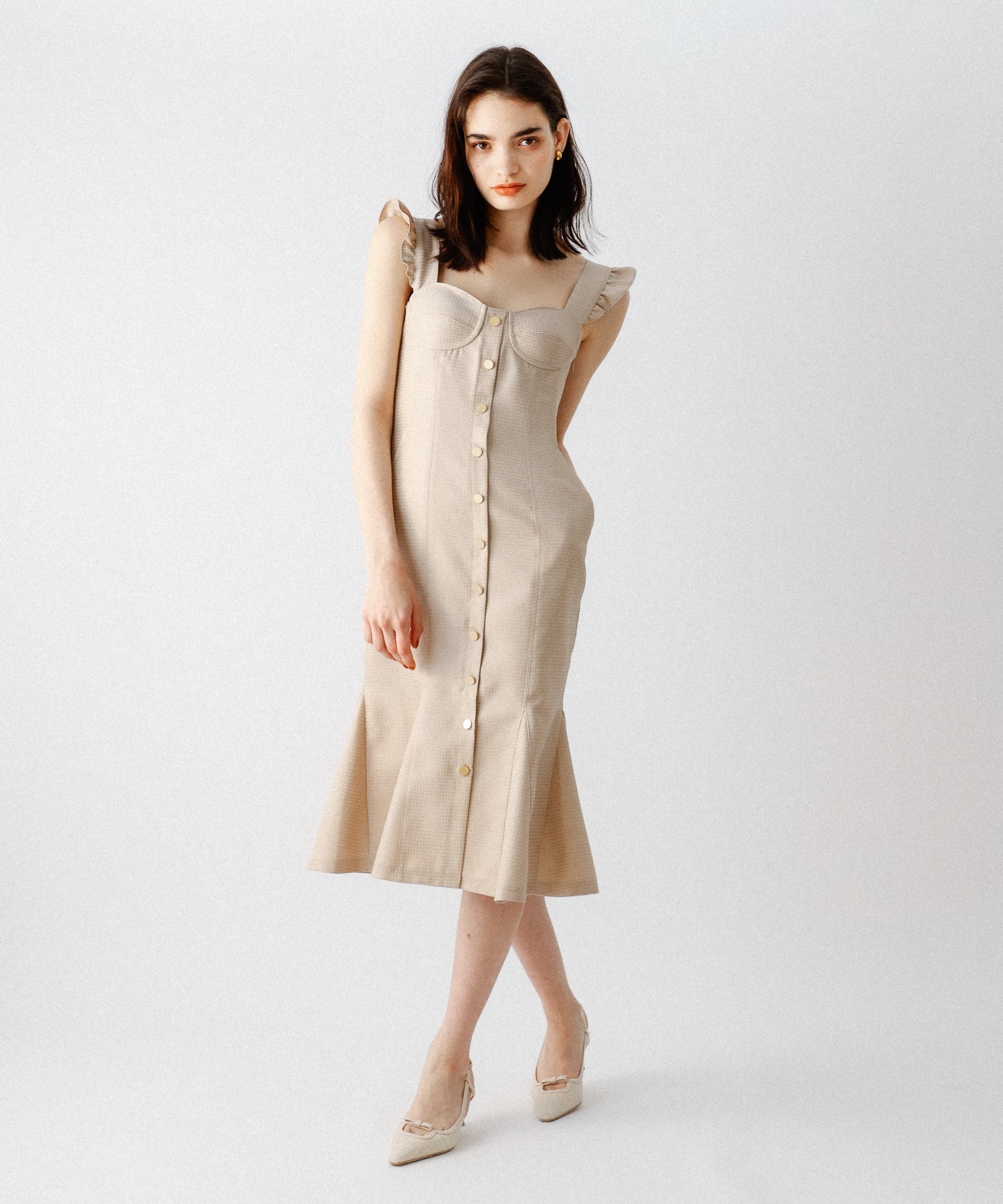 亮色提花女士連身裙