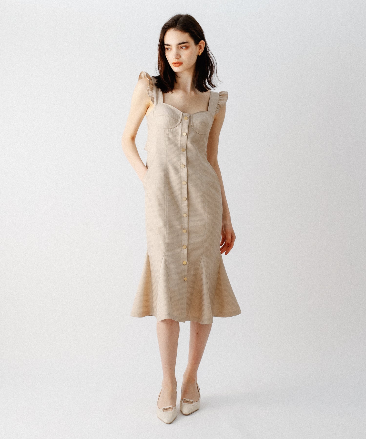 亮色提花女士連身裙