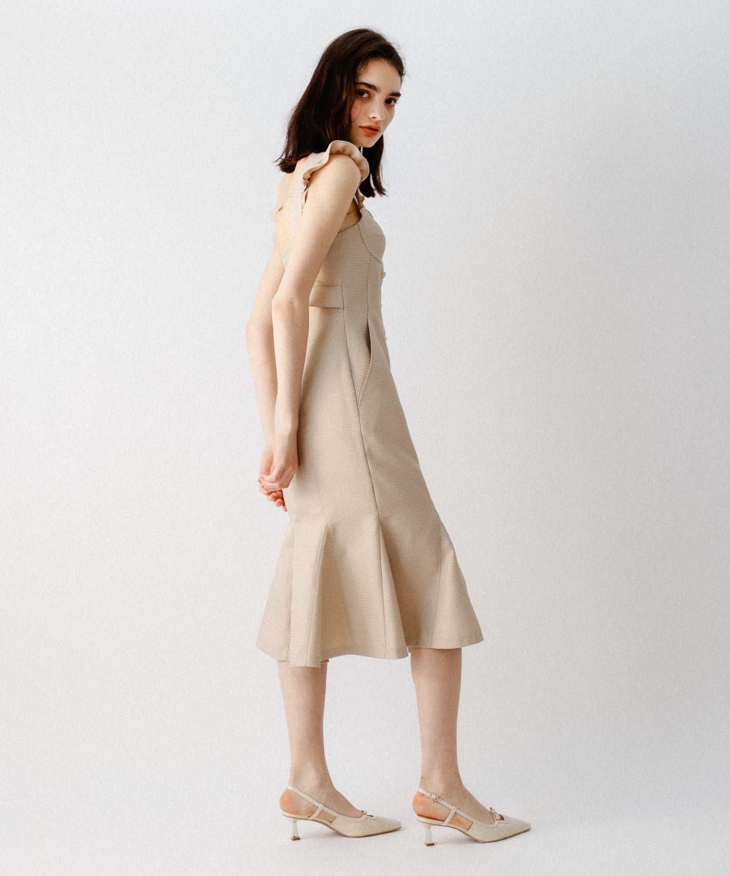 亮色提花女士連身裙