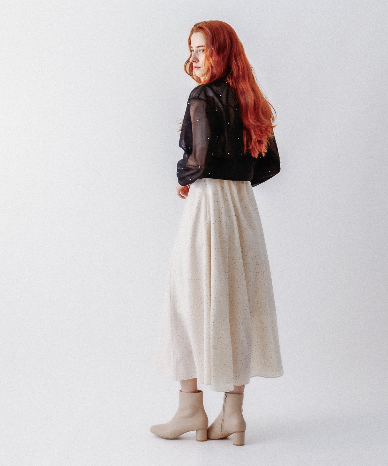 迷你珍珠薄紗束腰外套