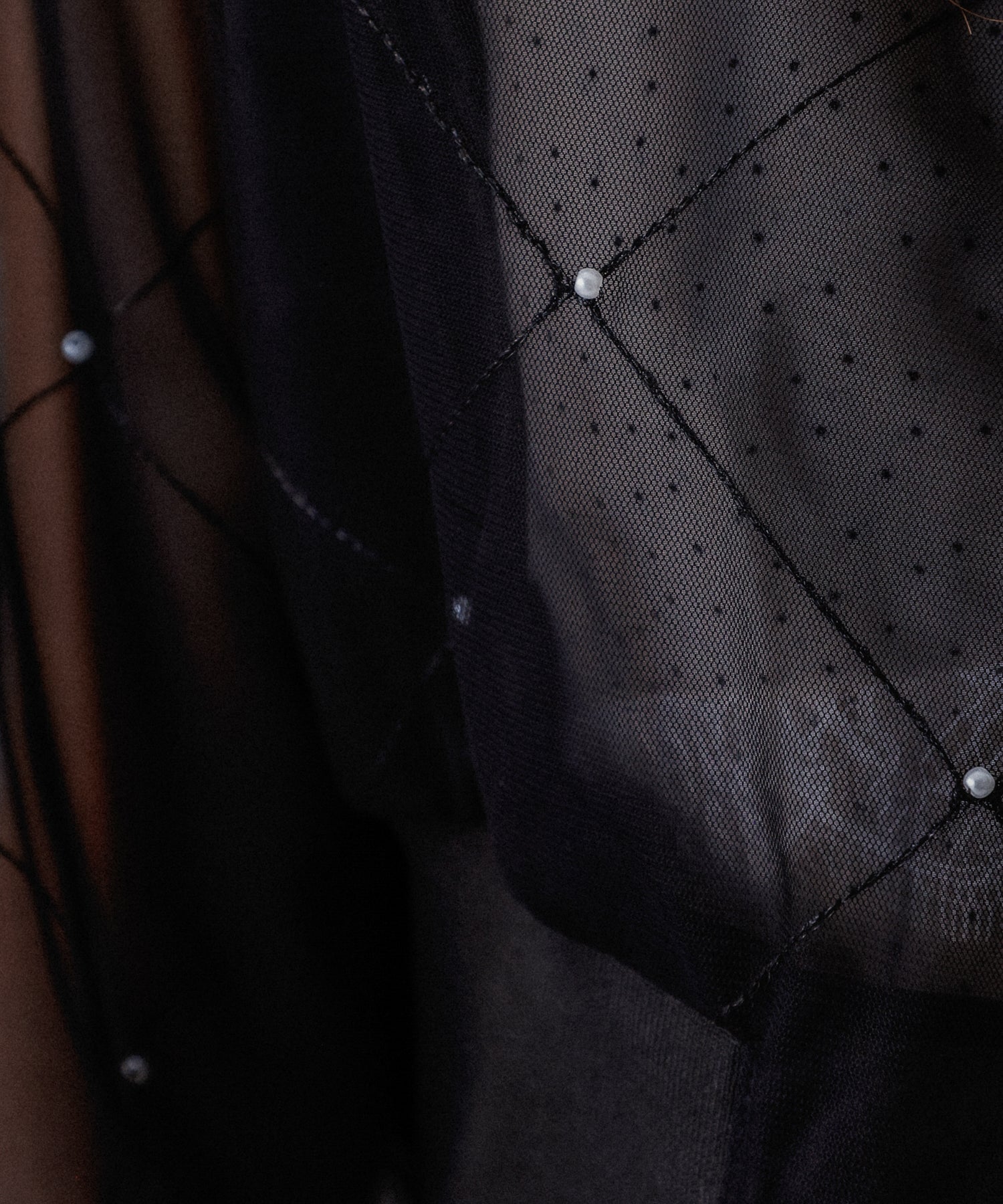 迷你珍珠薄紗束腰外套