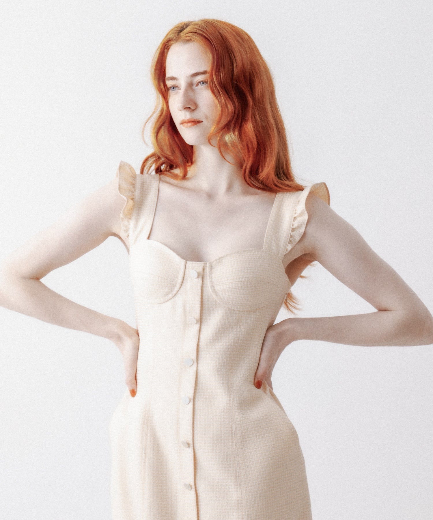 亮色提花女士連身裙