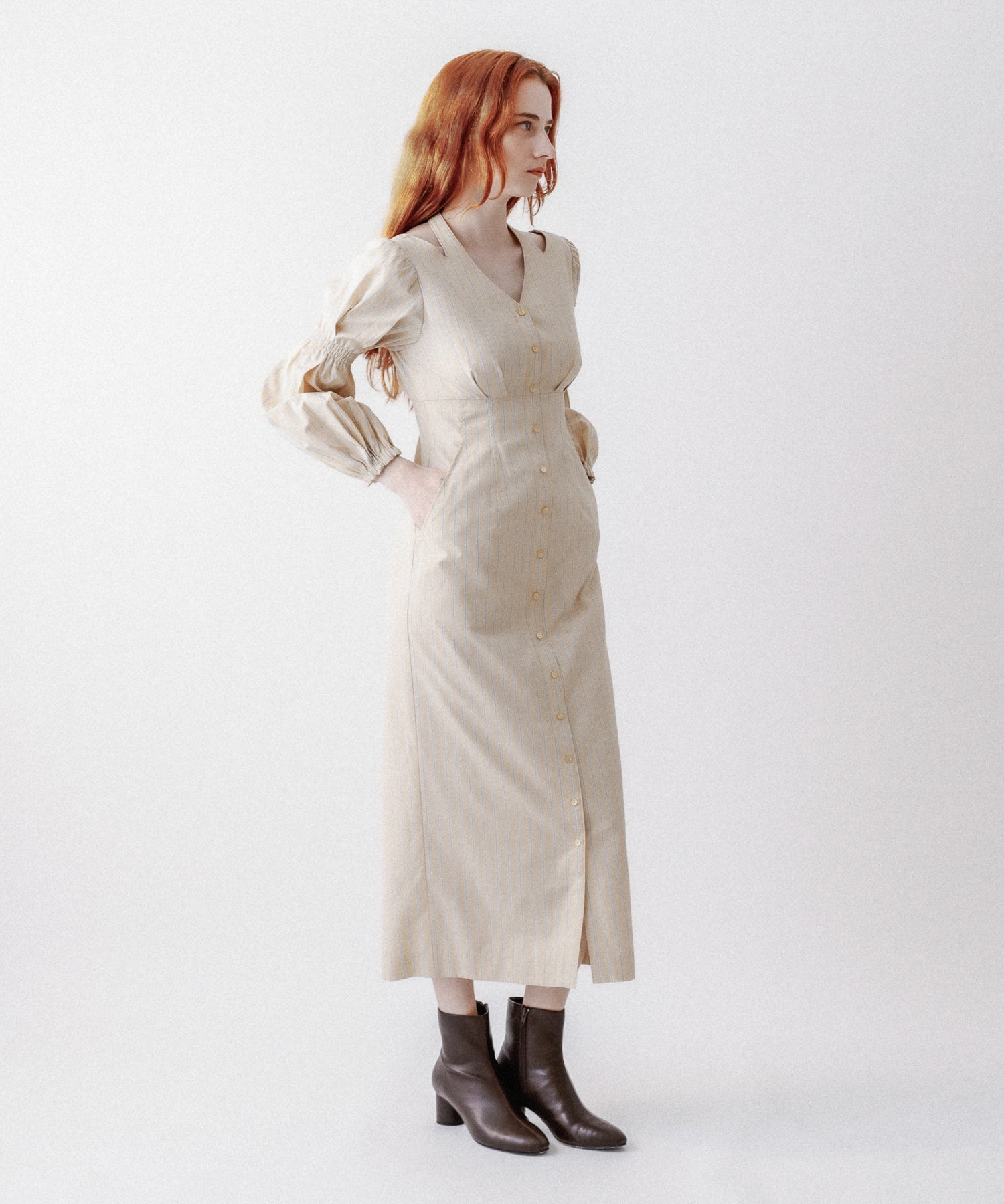 鏤空條紋女士連身裙