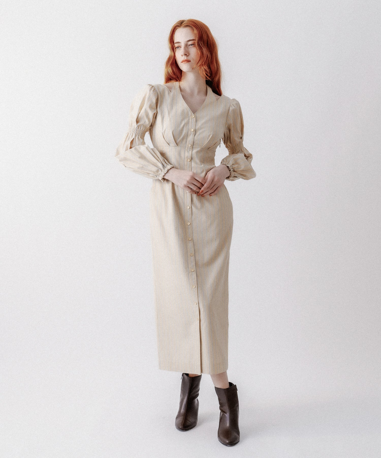 鏤空條紋女士連身裙