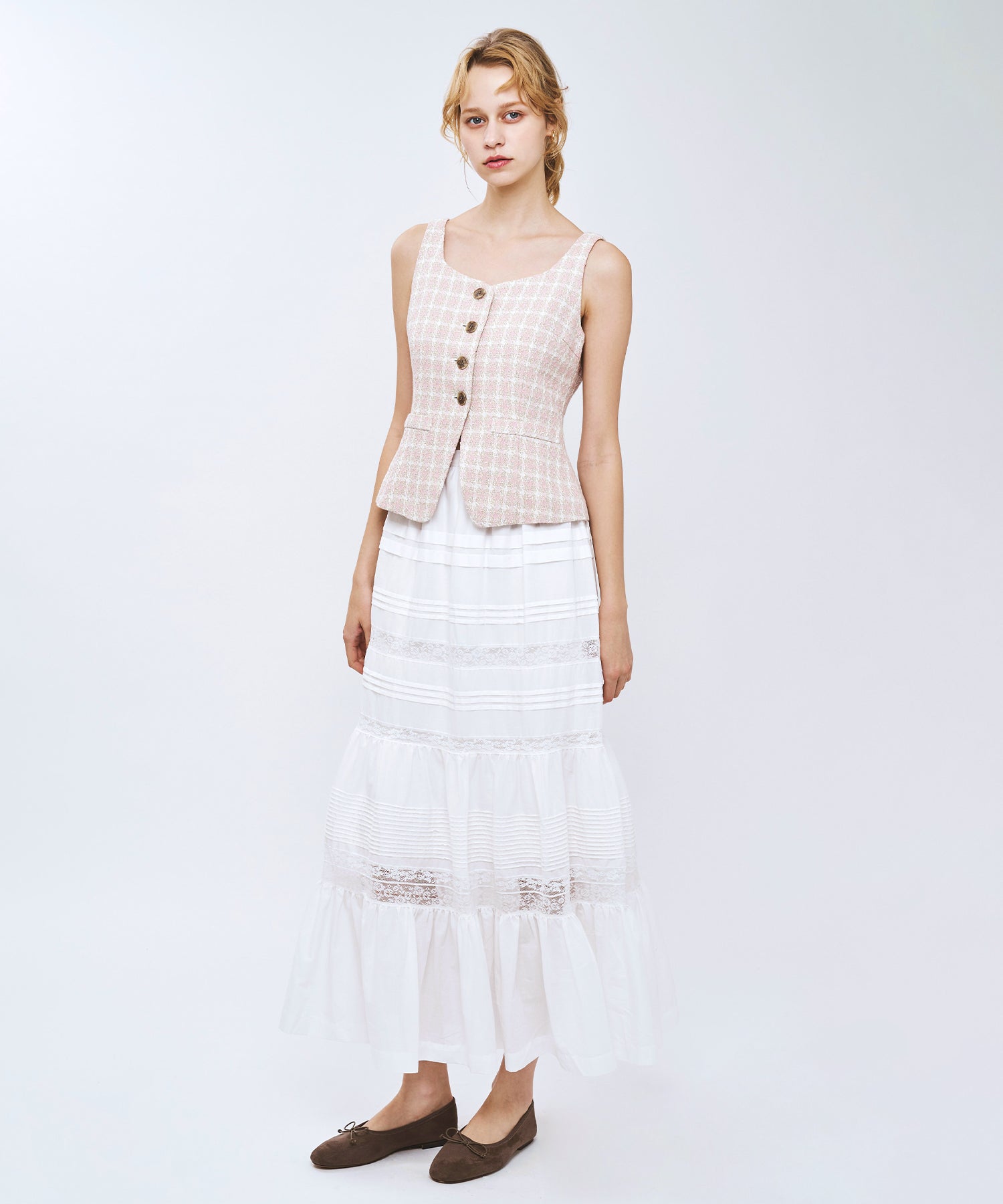 レースMIXティアードスカート