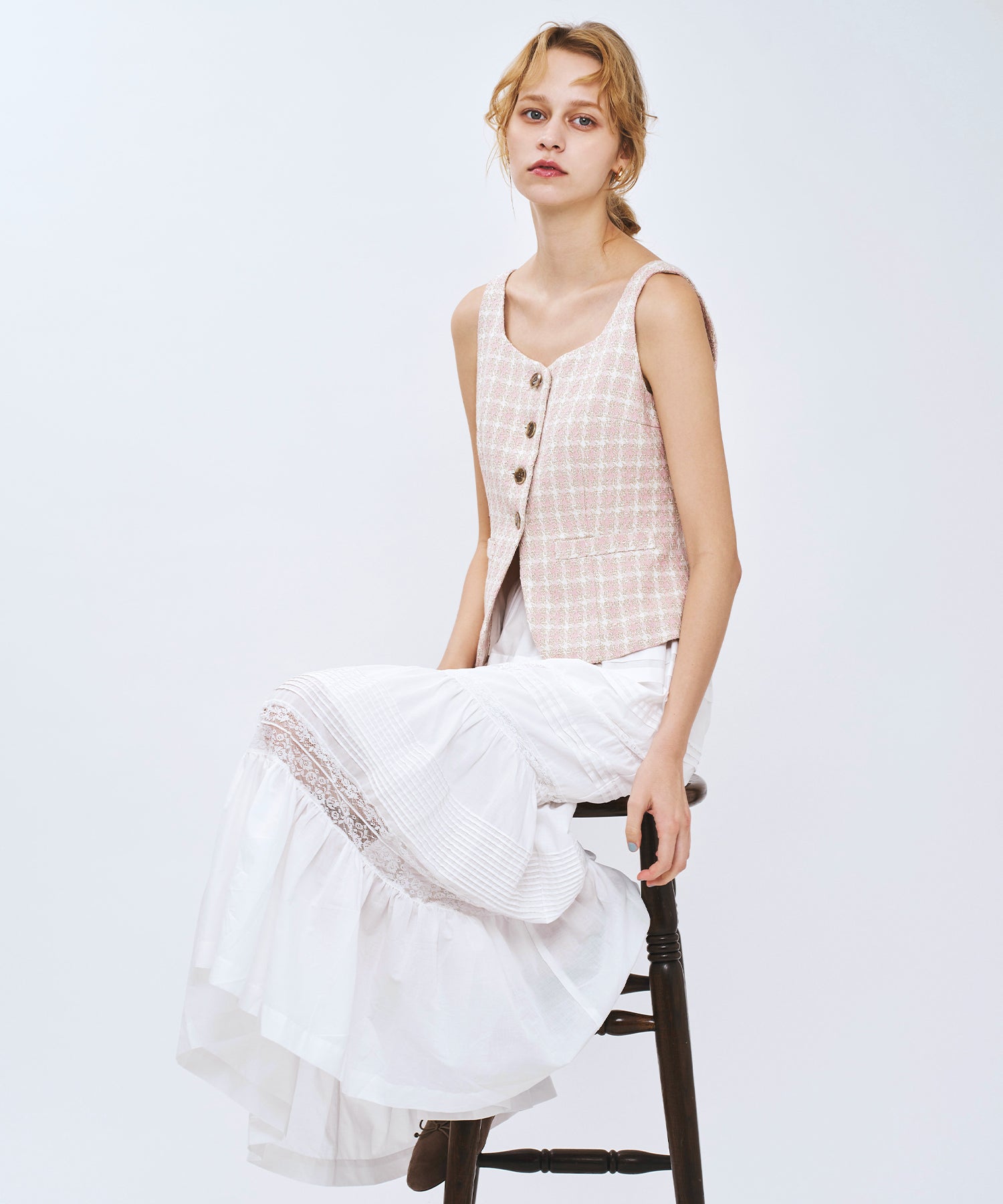 レースMIXティアードスカート