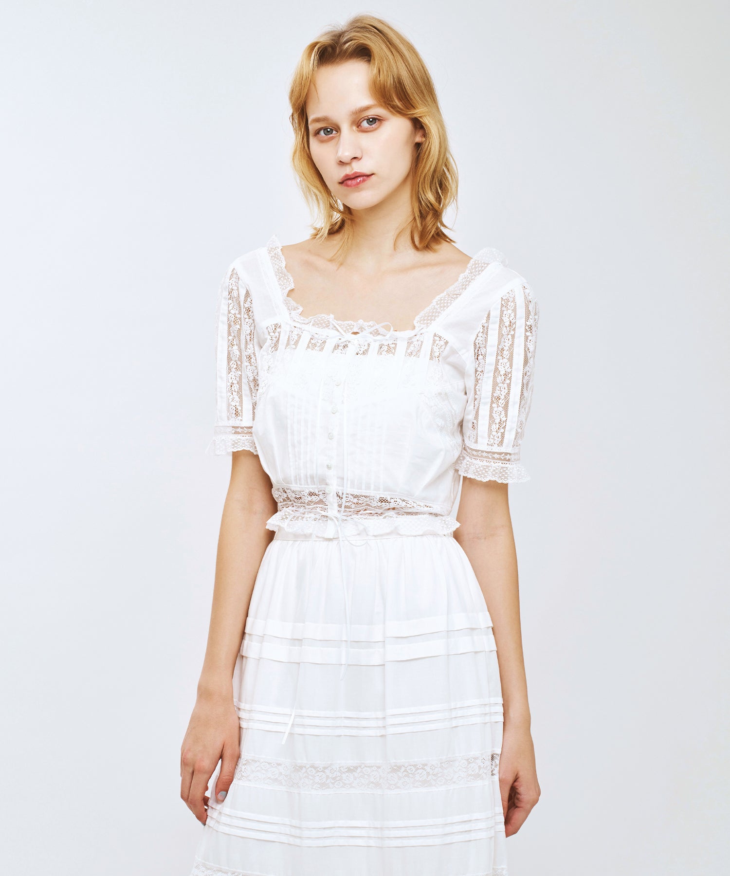 レースMIXヴィクトリアンブラウス