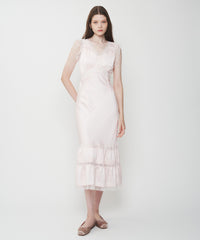 サテンシフォンレースMIXドレス