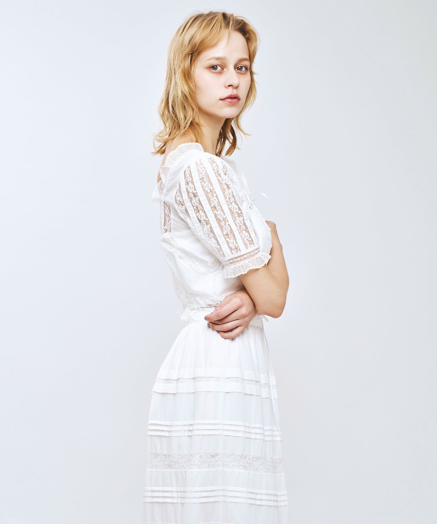 レースMIXヴィクトリアンブラウス