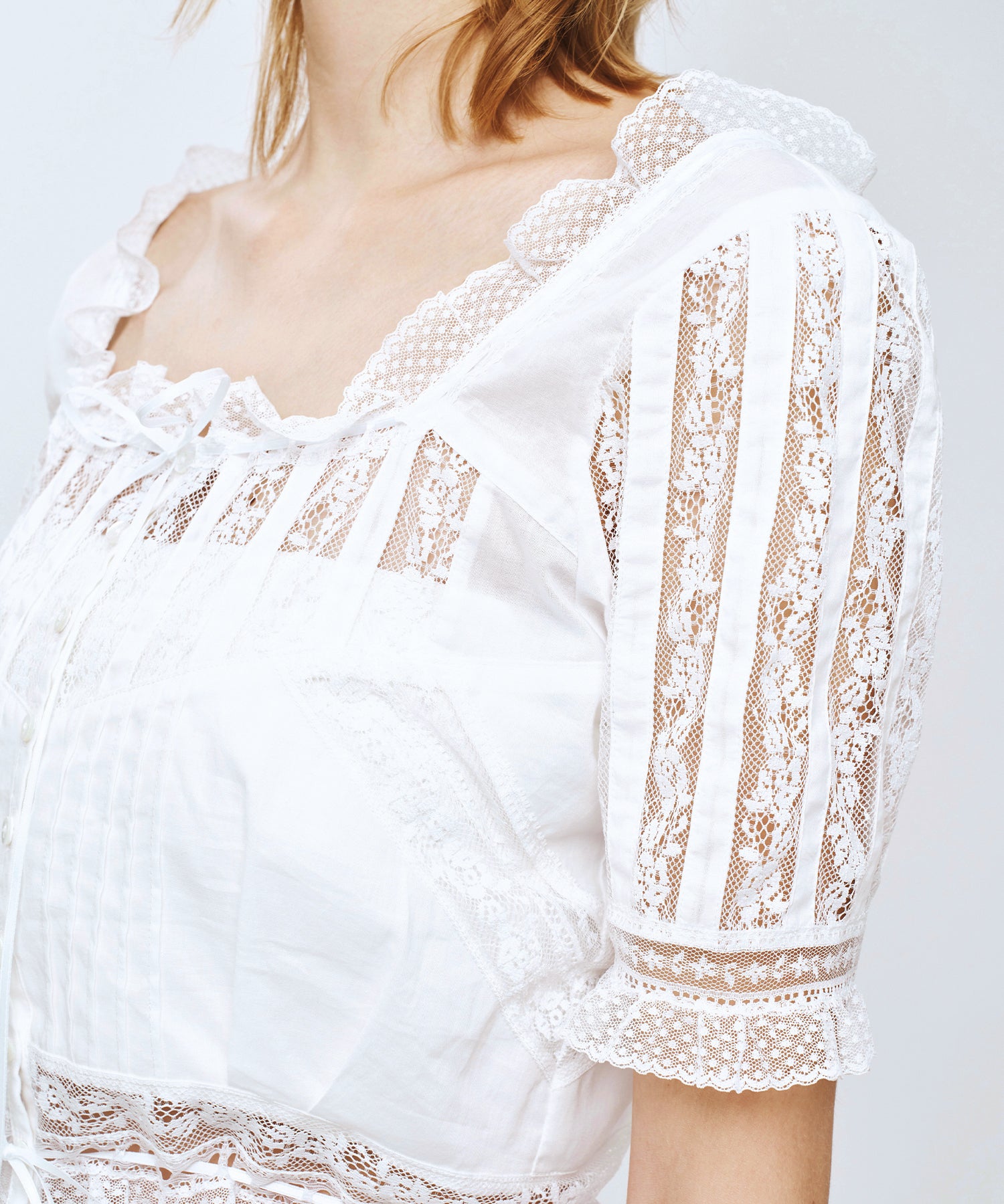 レースMIXヴィクトリアンブラウス