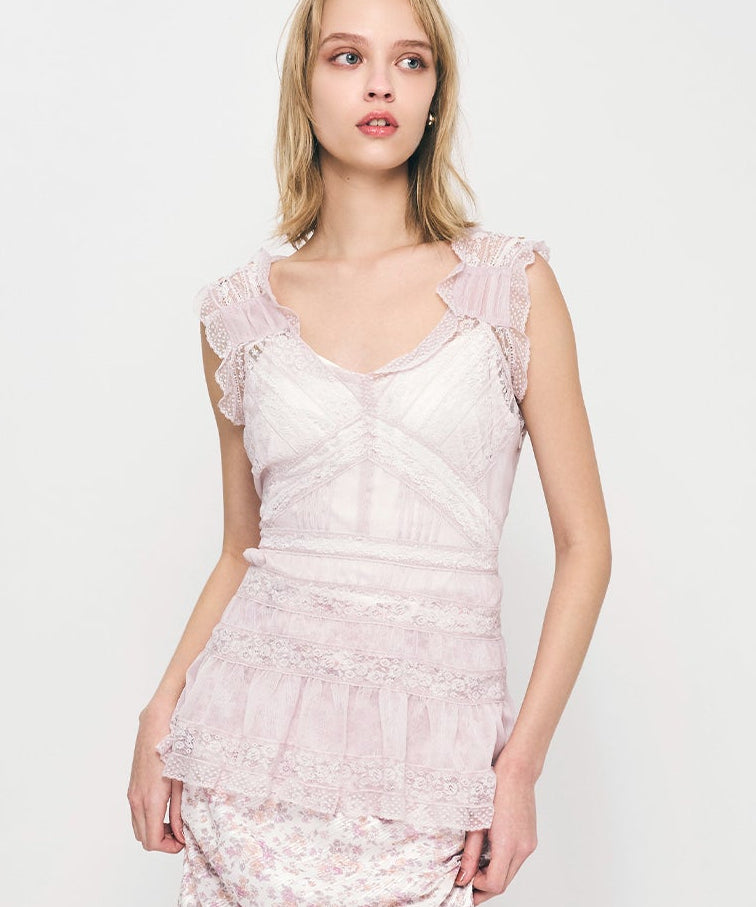 【予約】レースMIXバリエブラウス