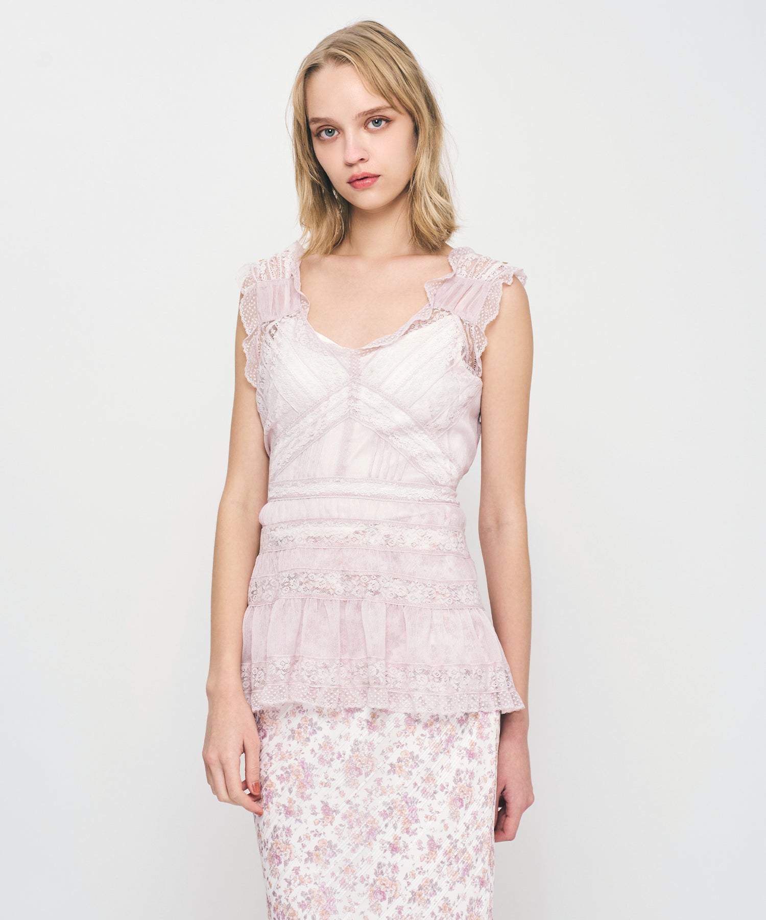 レースMIXバリエブラウス