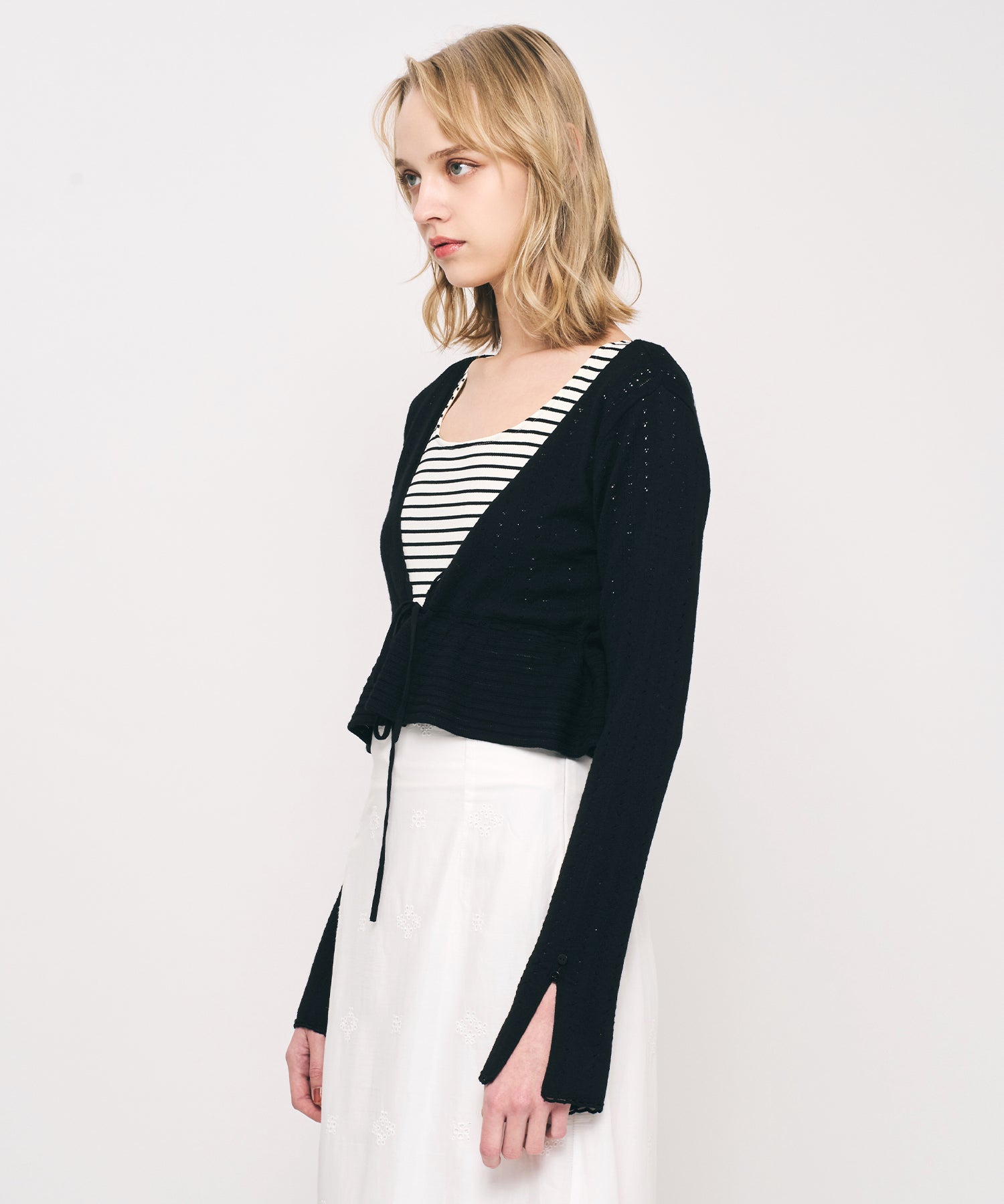 MIXパターンアイレットカーディガン