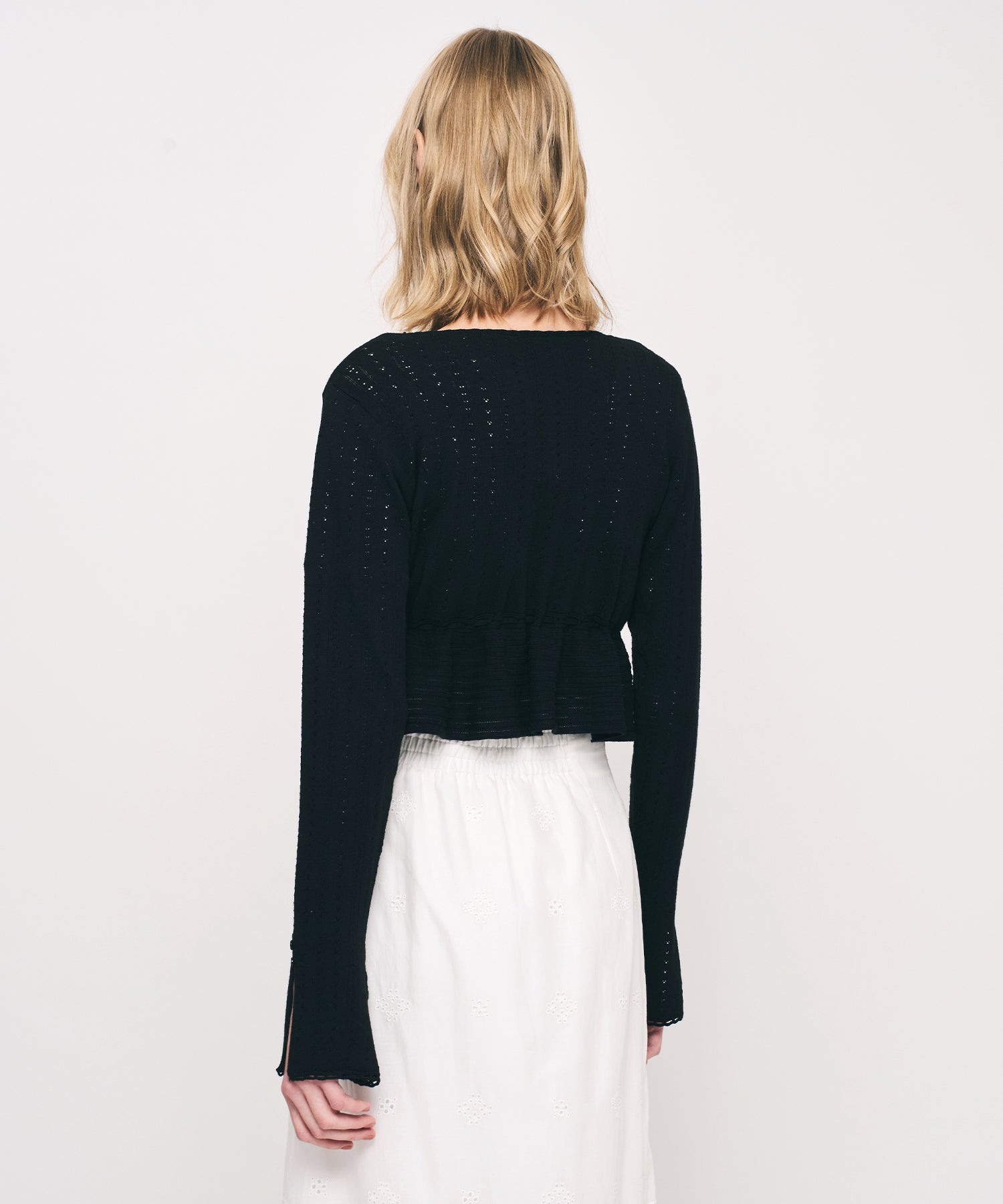 MIXパターンアイレットカーディガン