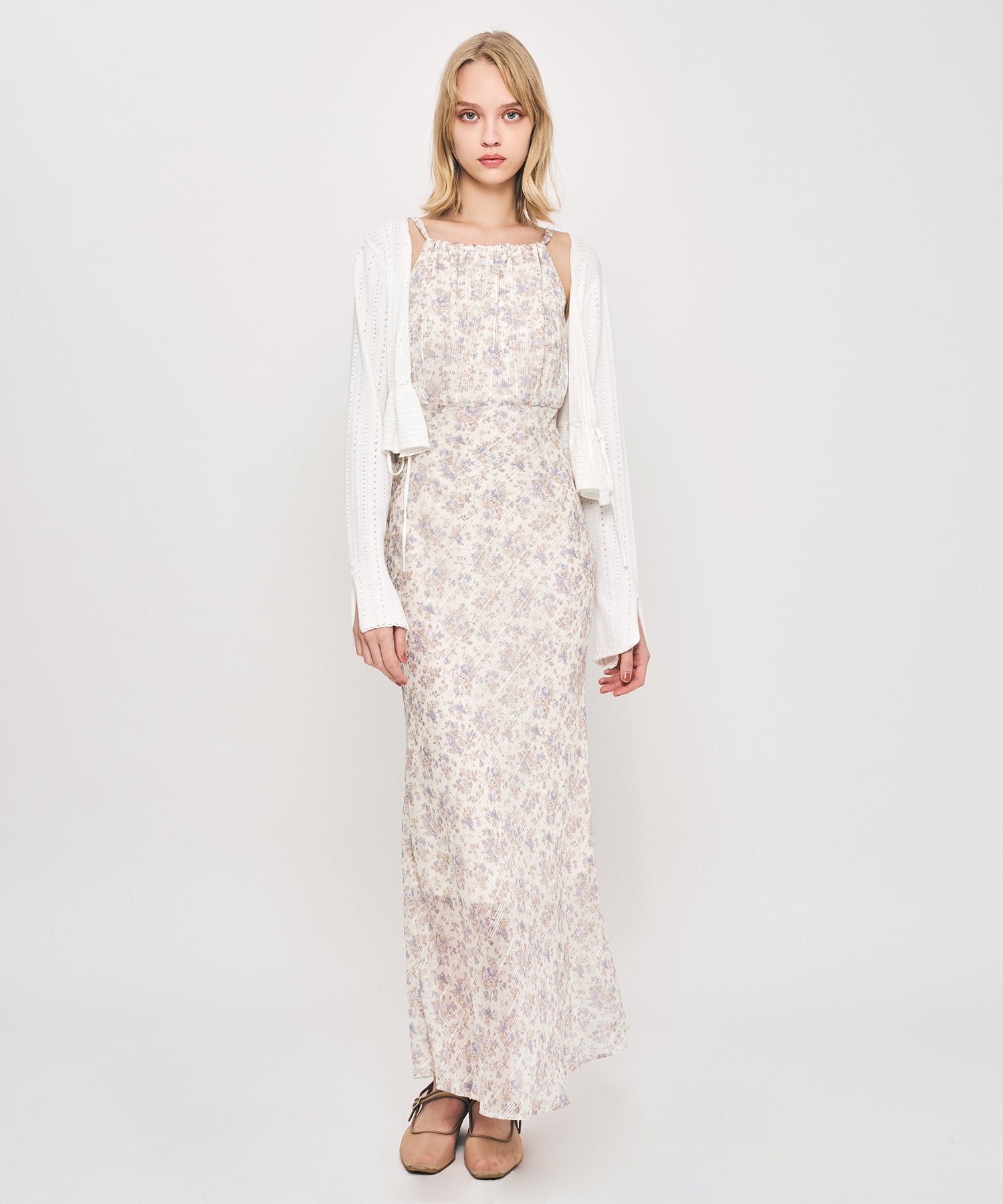 MIXパターンアイレットカーディガン