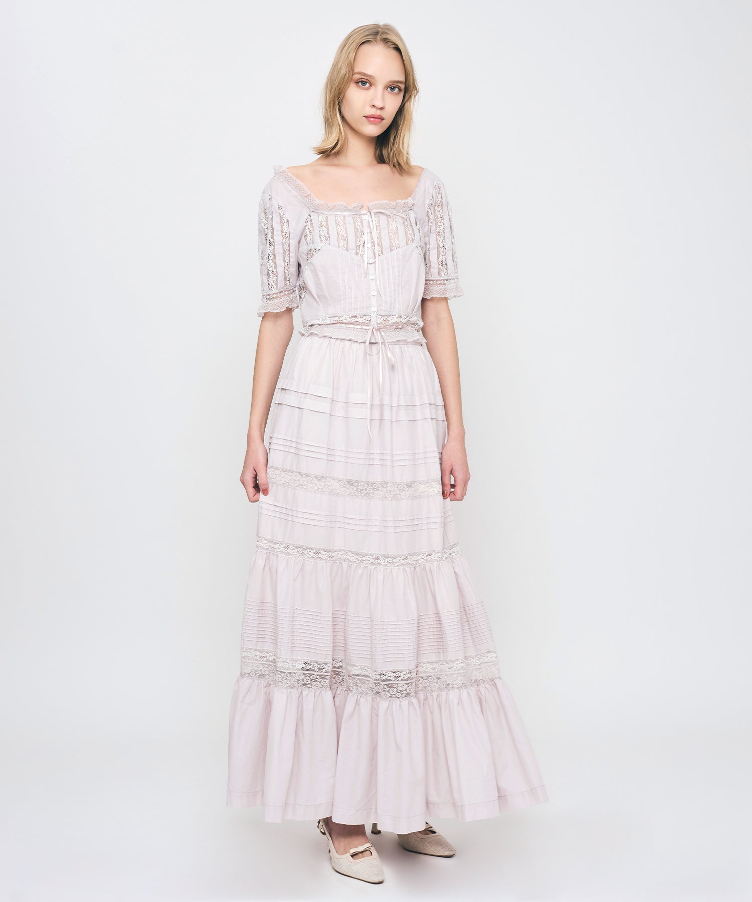 レースMIXヴィクトリアンブラウス