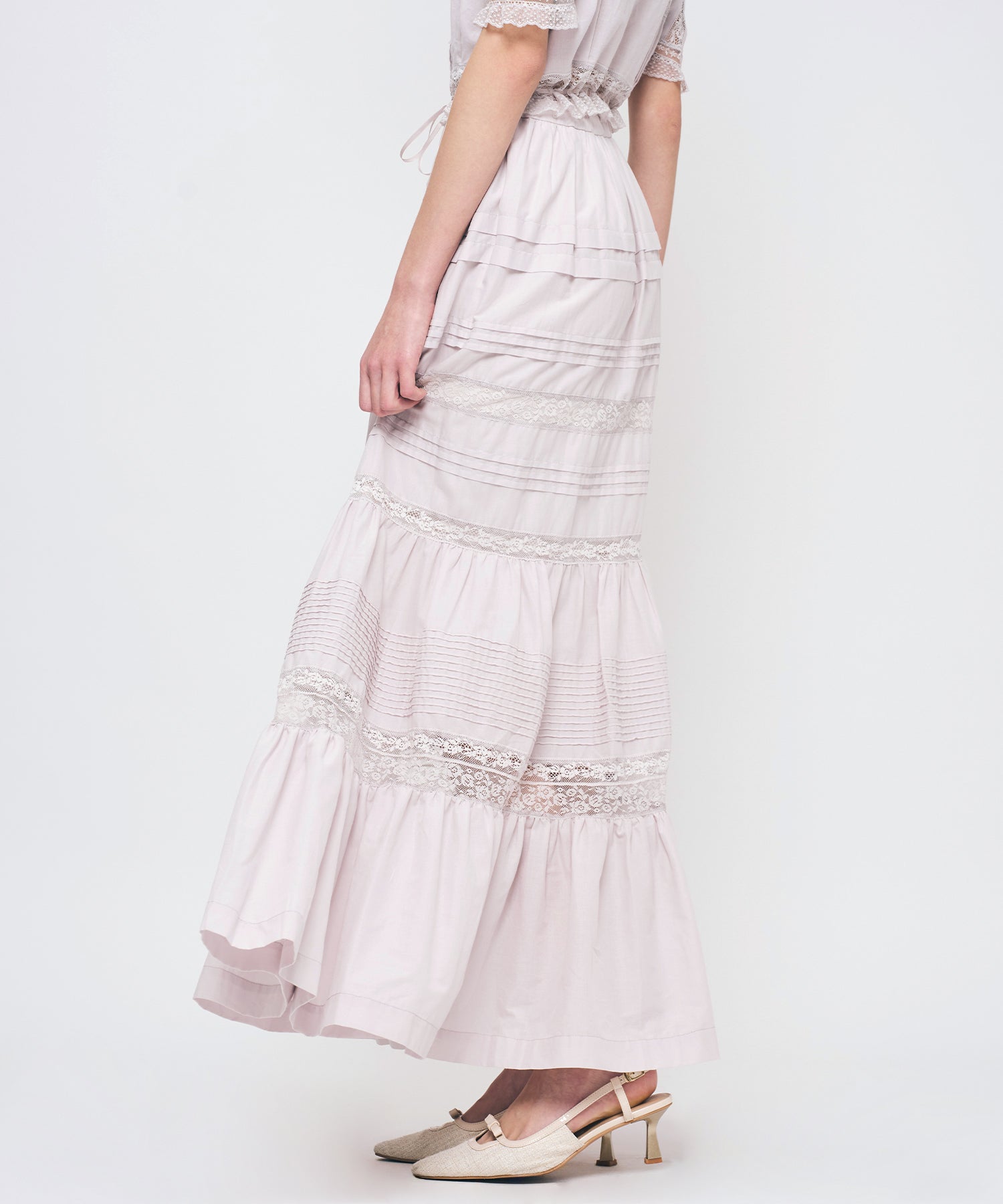 レースMIXティアードスカート