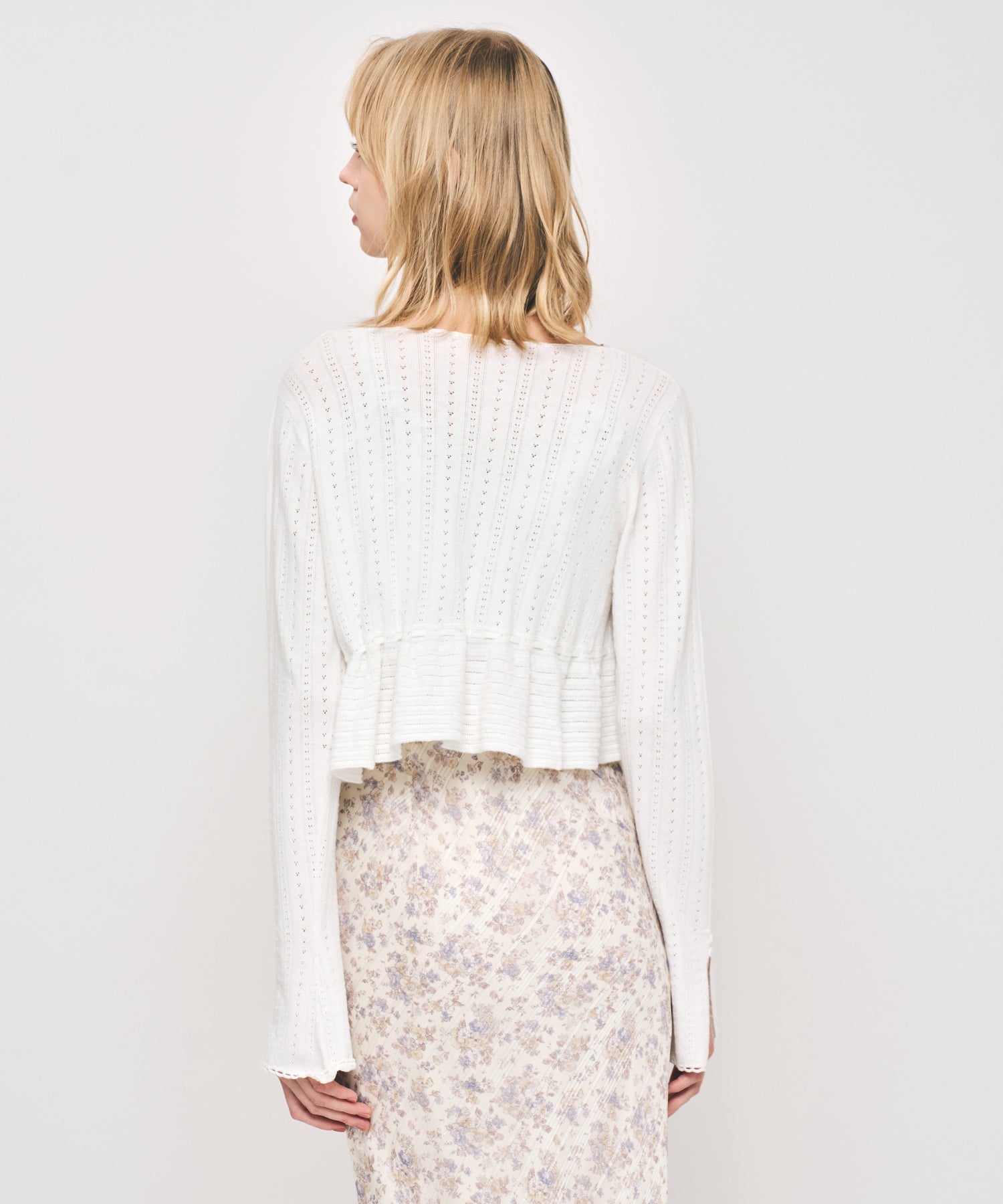 MIXパターンアイレットカーディガン