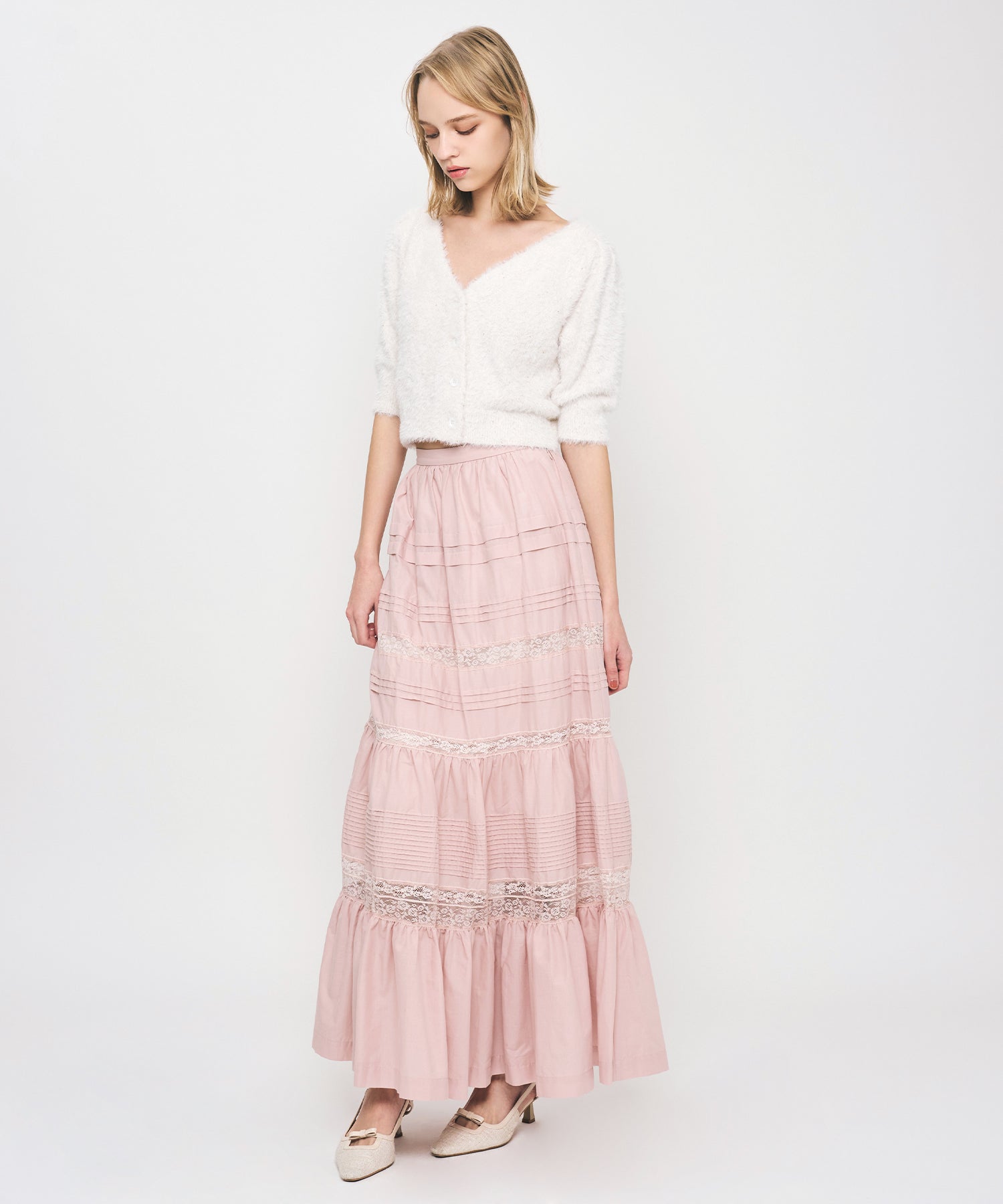 レースMIXティアードスカート