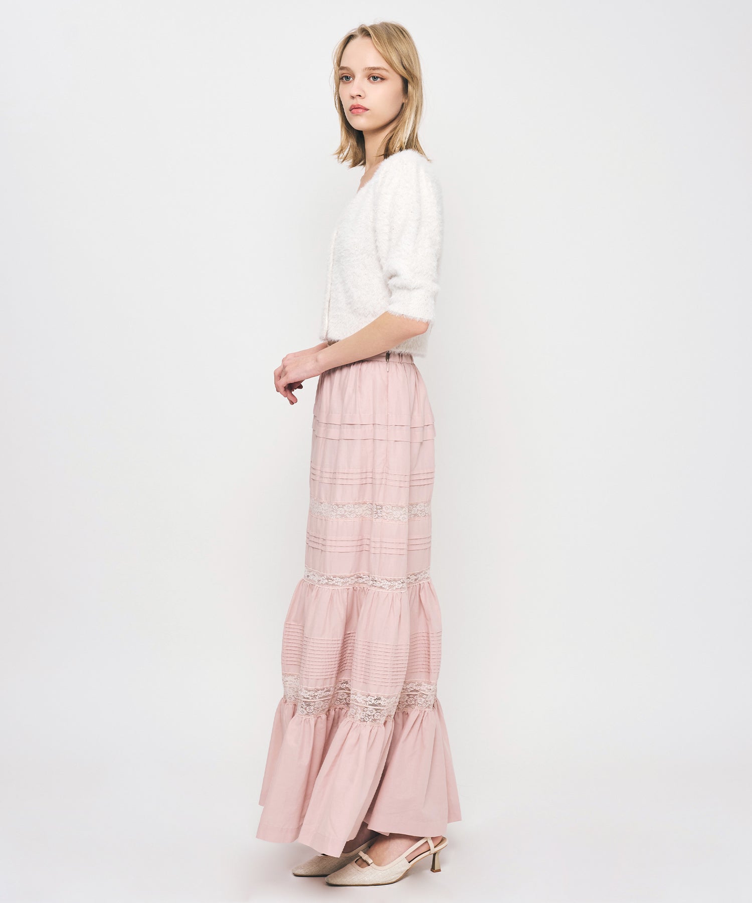 レースMIXティアードスカート
