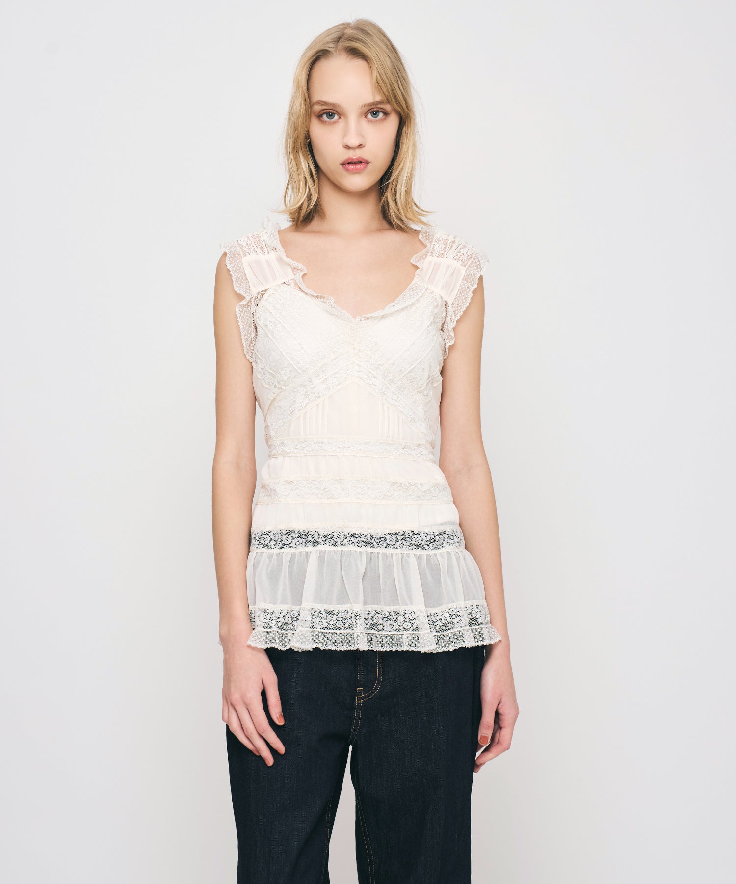 レースMIXバリエブラウス