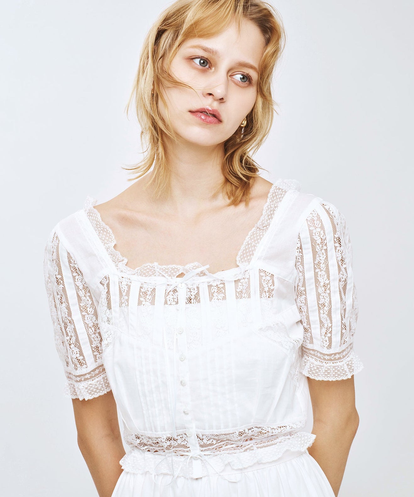 レースMIXヴィクトリアンブラウス