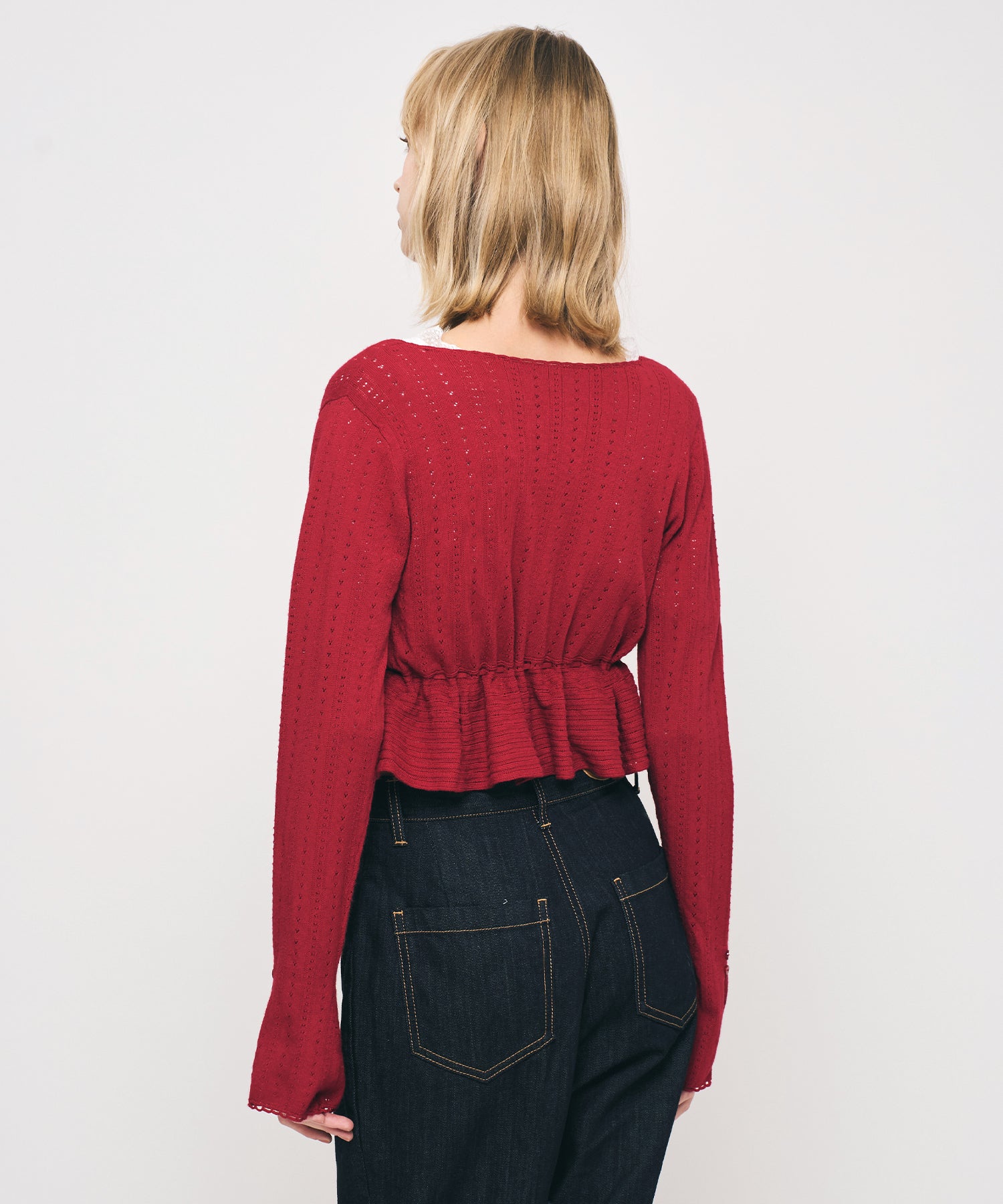 MIXパターンアイレットカーディガン